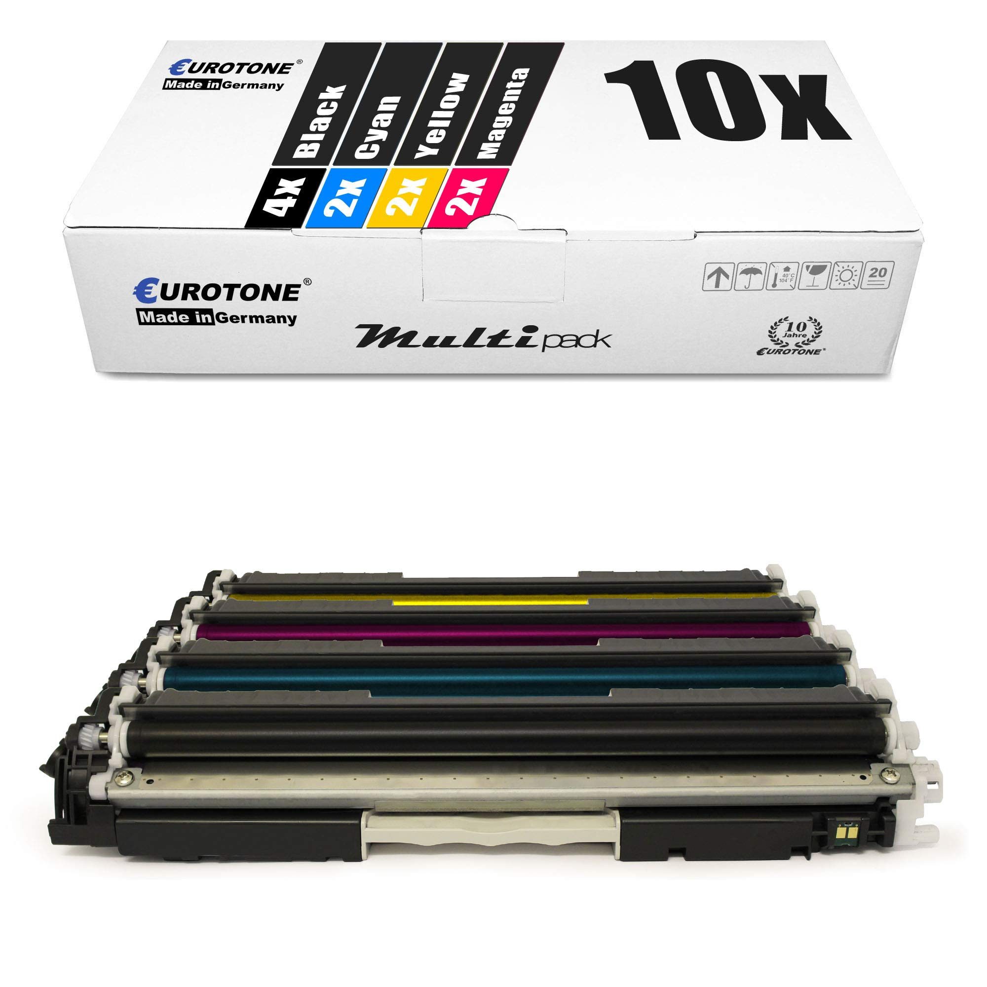 Eurotone Tonerkartusche CE310A, CE311A, CE313A, CE312A, (Multipack, 10-St., 10-teiliges Set), Kompatibel, sofort einsatzbereit