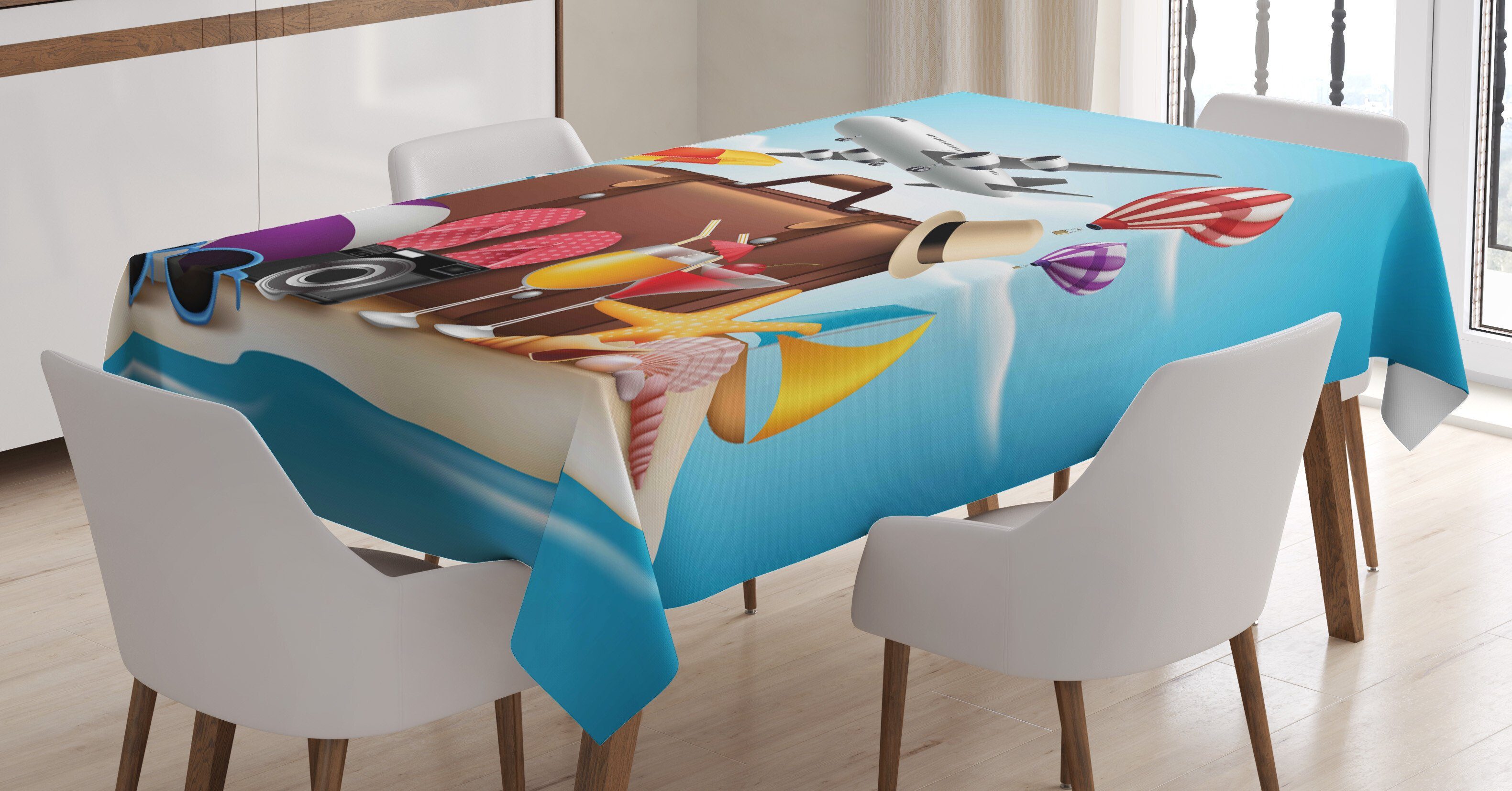 Abakuhaus Tischdecke Farbfest Reise Bereich Waschbar Sommerferien Realistic den 3D Klare Außen Farben, geeignet Für