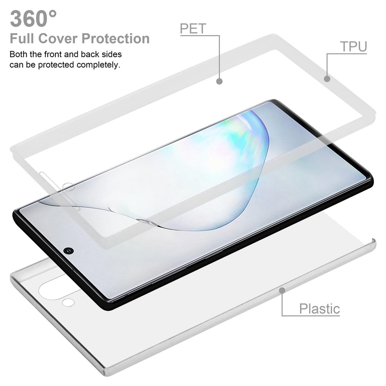 Cadorabo Handyhülle für Samsung Galaxy NOTE 10 Hülle Samsung Galaxy NOTE 10, Flexible Case Handy Schutzhülle - Hülle - Back Cover 360° Grad