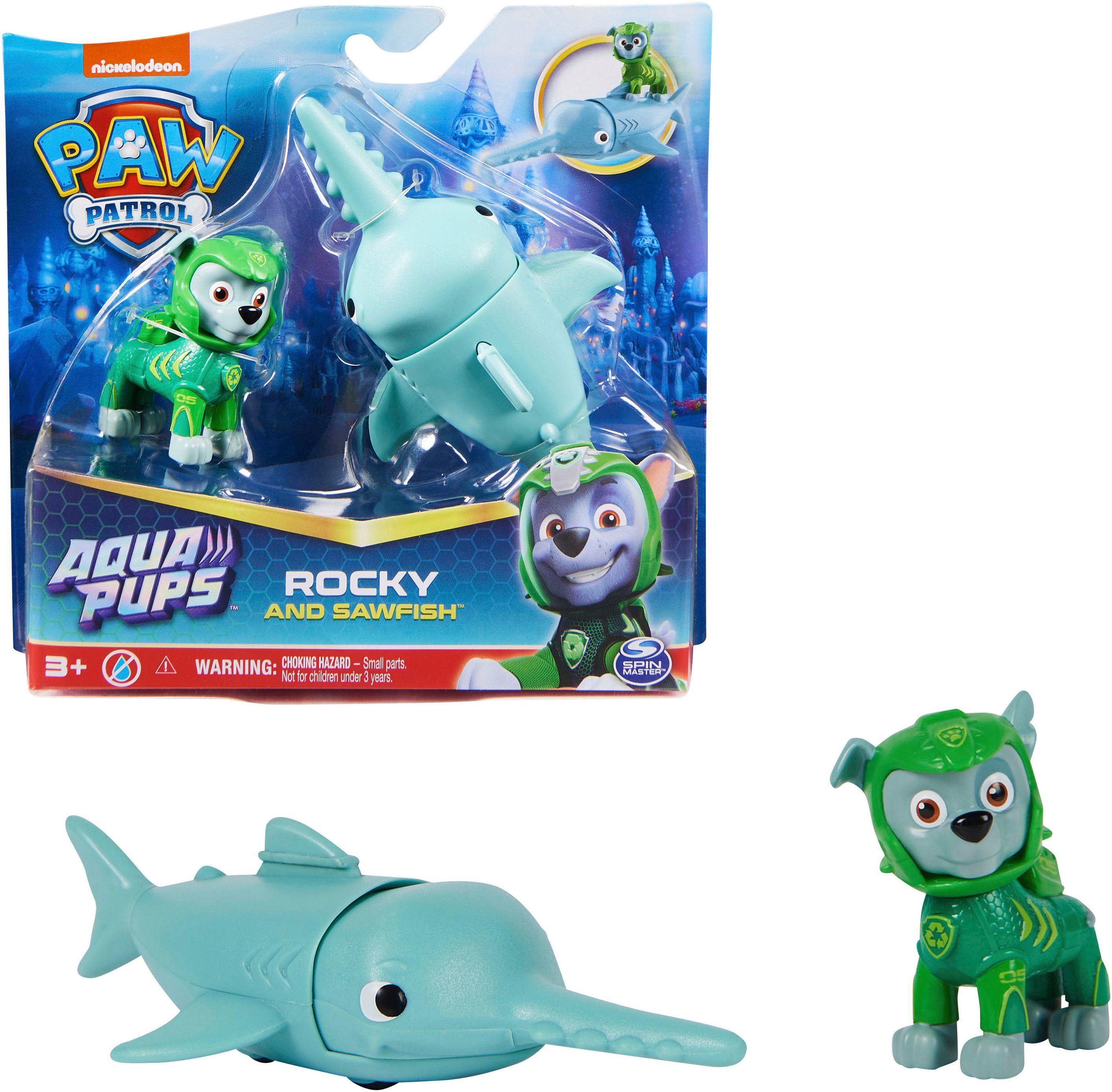 Spin Master Spielfigur Paw Patrol - Aqua Pups - Hero Pups Solid Rocky, (Set)