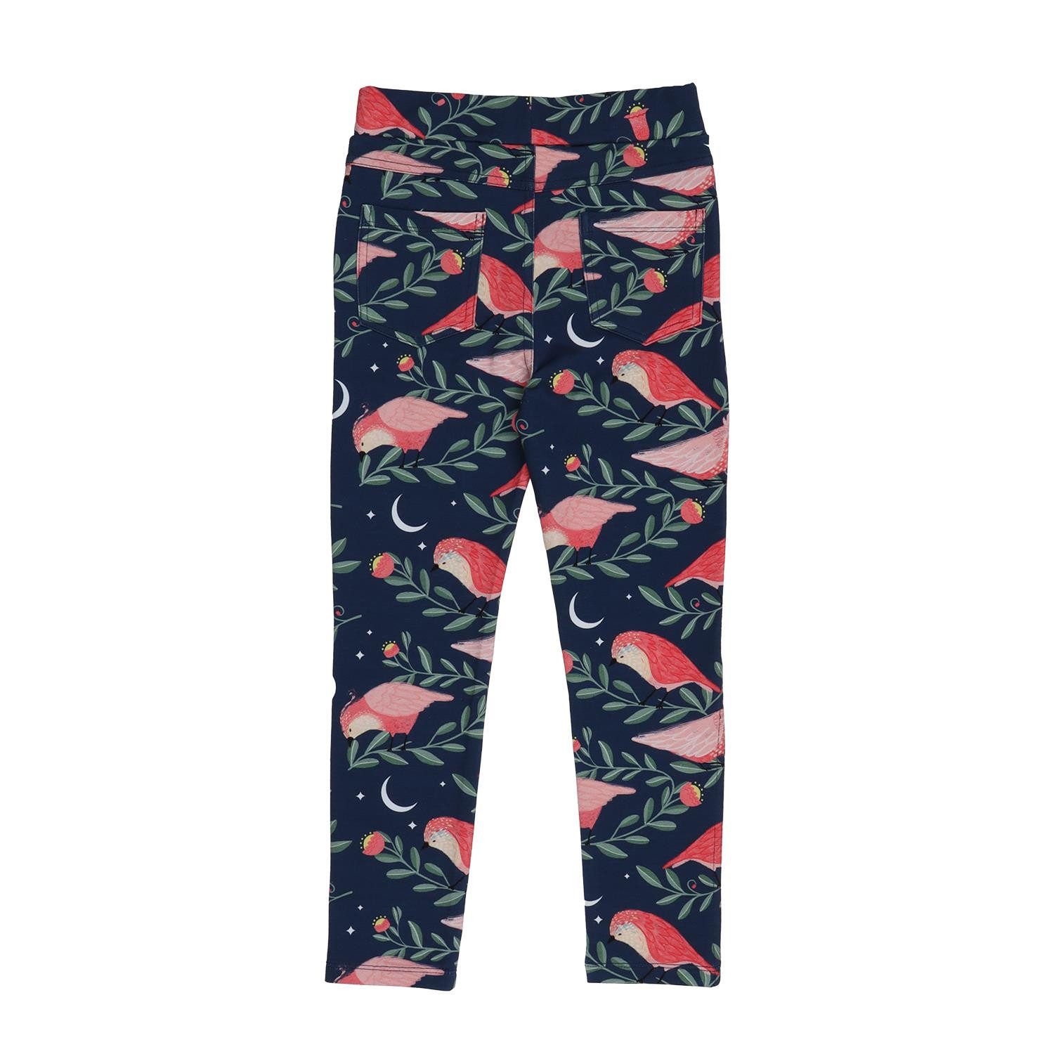 Walkiddy Sweatleggings Sweat-Leggings mit Pinky Birds Print aus Bio-Baumwolle Bio Baumwolle,GOTS,Kinderbekleidung,nachhaltige Klamotten,Leggings
