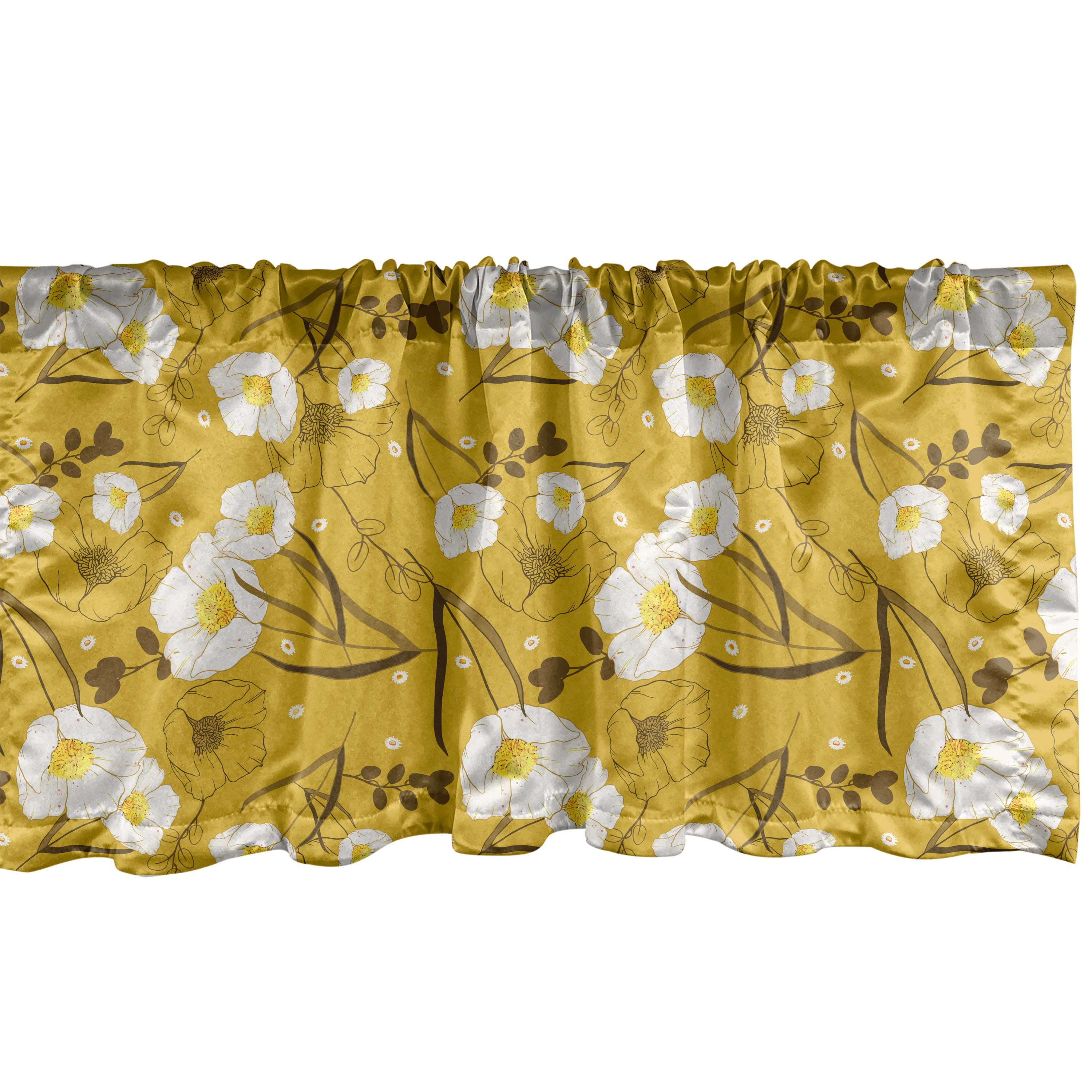 Scheibengardine Vorhang Volant für Küche Schlafzimmer Dekor mit Stangentasche, Abakuhaus, Microfaser, Hawaii Blumen-Frühlings-Blüten