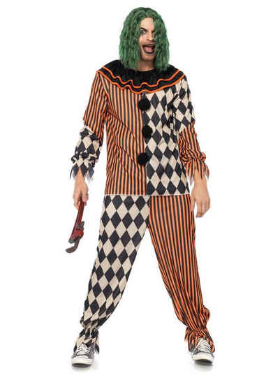 Leg Avenue Kostüm Crazy Creepy Clown, Leichtes Clownskostüm - wahlweise für Zirkus oder Freakshow