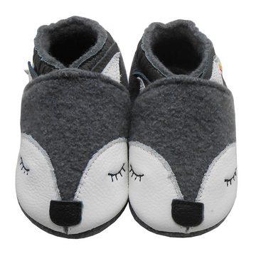 Yalion Krabbelschuh Filz Hausschuhe aus 100% Schafwolle, fuchs, grau Krabbelschuh warm halten