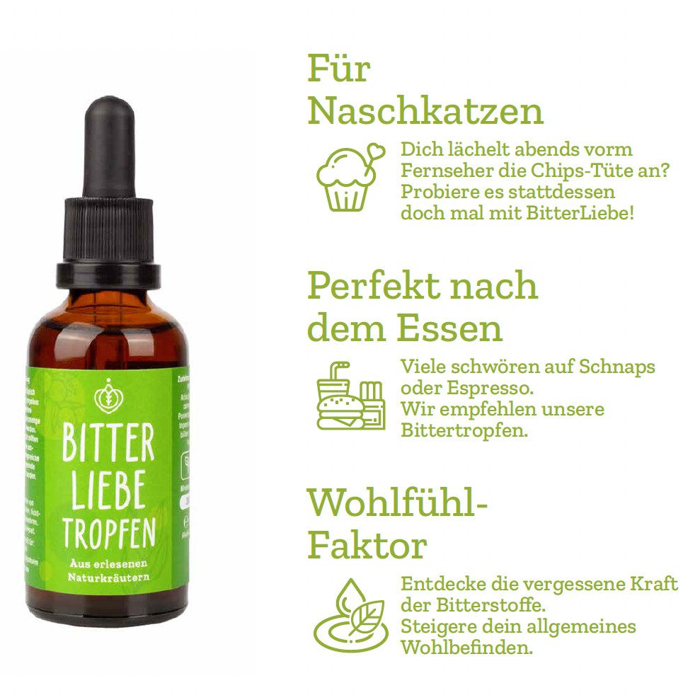 BitterLIebe - Bittertropfen - Bitterstoffe aus hochwertigen Bitterkräuter - Tropfen
