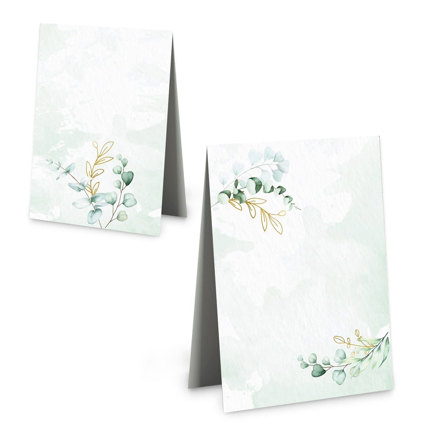 Logbuch-Verlag Klappkarte 25 Tischkarten Eukalyptus grün gold foliert Platzkarten Hochzeit