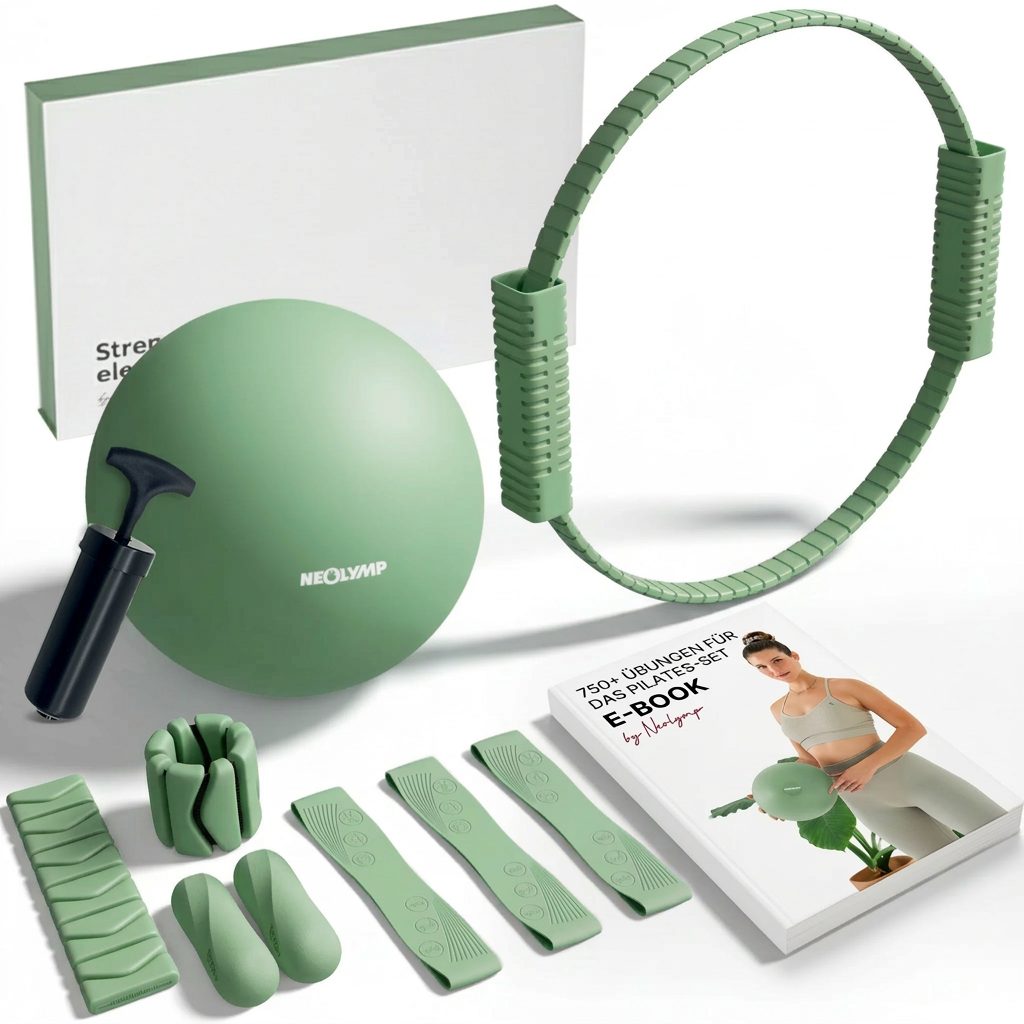 NEOLYMP Pilates-Ring Pilates Set für Zuhause – Pilates Ball, Pilates Ring & Gewichte (Set, Pilates Essential Kit Damen & Anfänger - Home Pilates), Pilates Zubehör Set – inkl. Pilates Bänder, 1kg Hanteln & E-Book