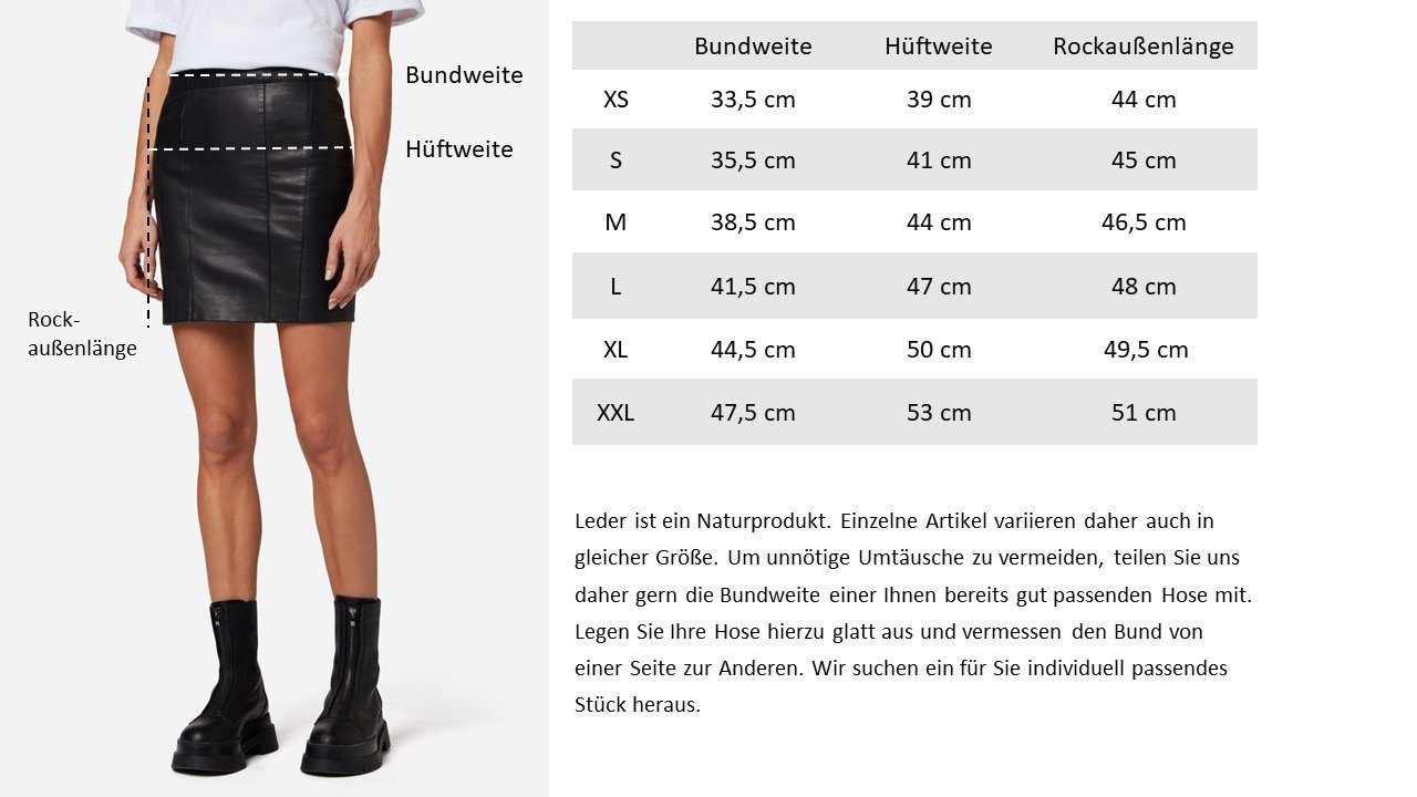 RICANO Lederrock 1265 Skirt Lederrock im Jeansrock-Stil als High Waist Rock