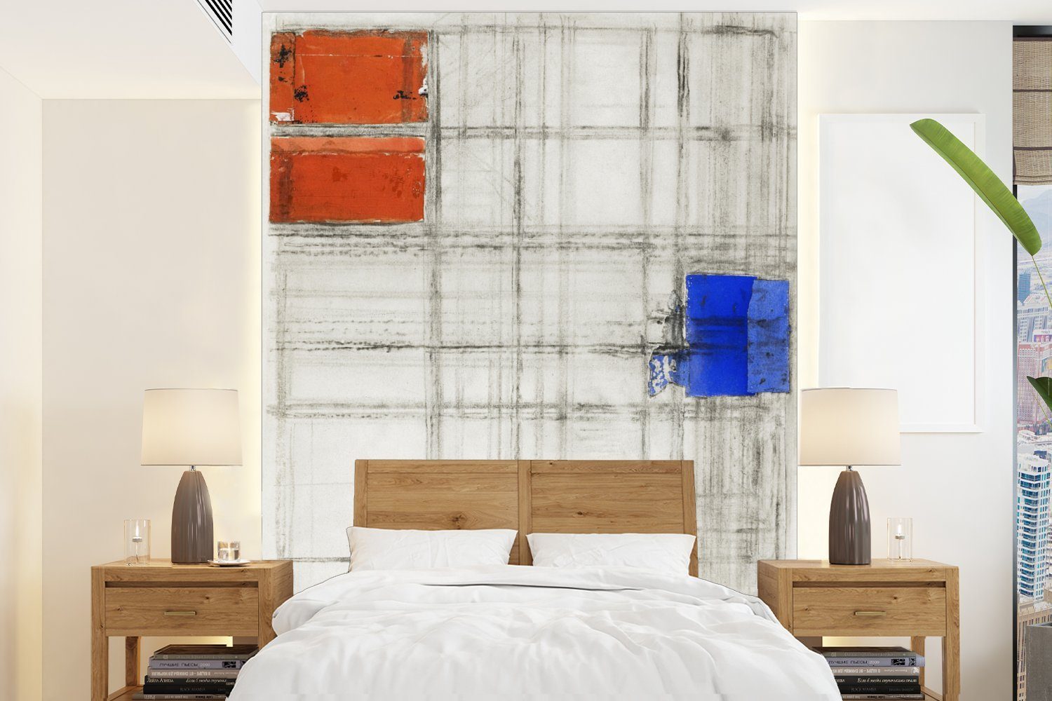 MuchoWow Fototapete Studie für eine Komposition - Piet Mondrian, Matt, bedruckt, (4 St), Montagefertig Vinyl Tapete für Wohnzimmer, Wandtapete