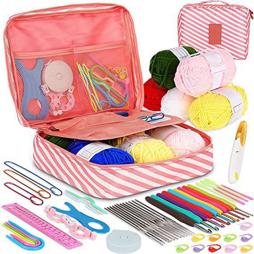 Coonoor Крючки для вязания 58 Stück Häkelnadel Set für Anfänger, mit Häkeltasche, Zubehör, Bunte Крючки для вязания mit Weichem Griff für Häkelgarn und wolle