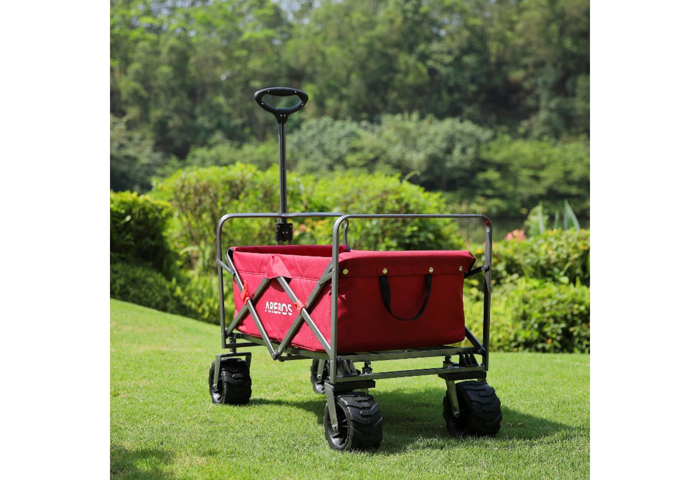 Thumbnail - Arebos Bollerwagen faltbar mit 100 kg Tragkraft – Transportkarre für Garten & Freizeit (Teleskopstange), bis zu 100 Kg