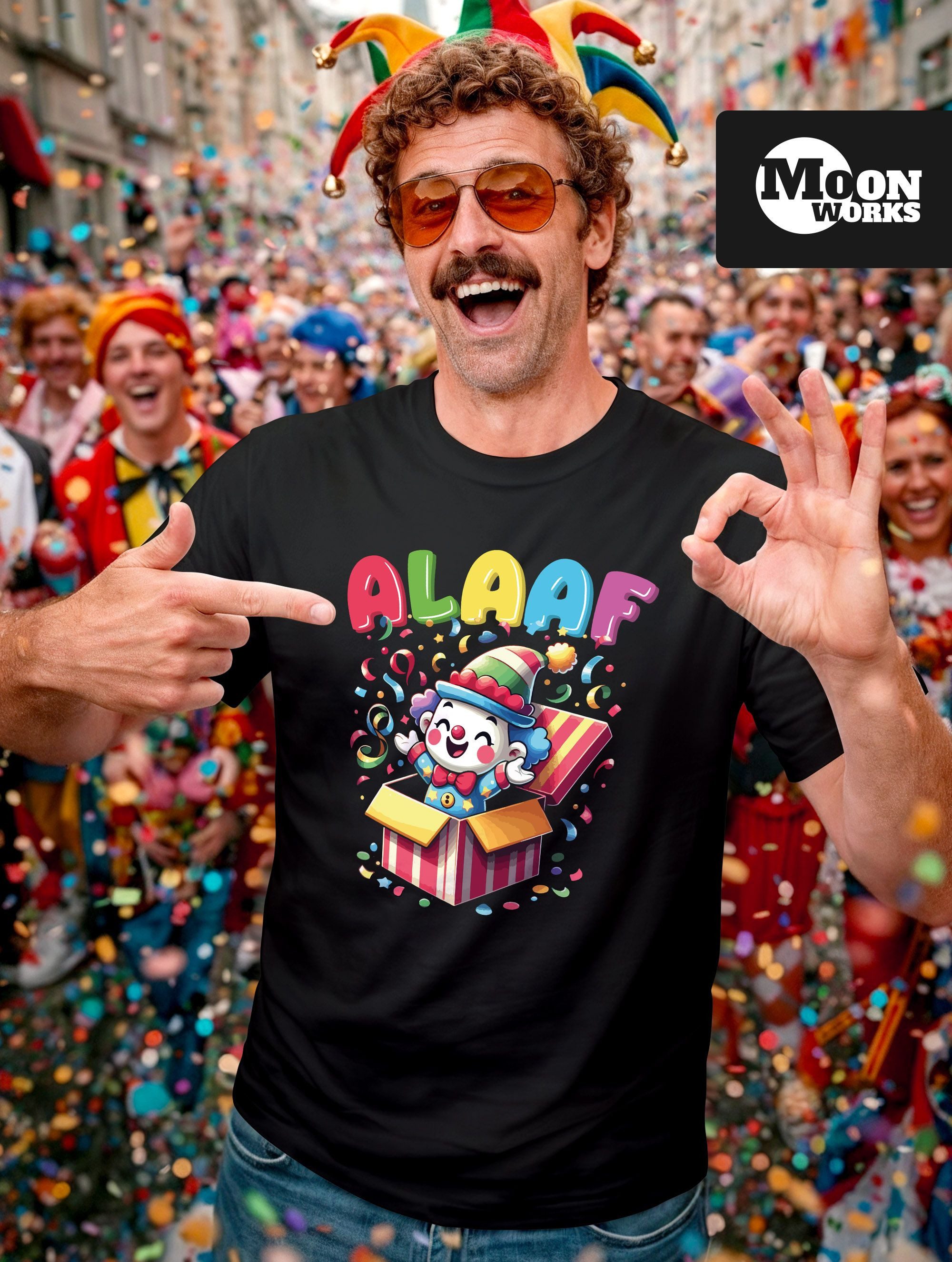 MoonWorks Print-Shirt Herren T-Shirt Fasching Karneval Clown Alaaf Helau Ve günstig online kaufen