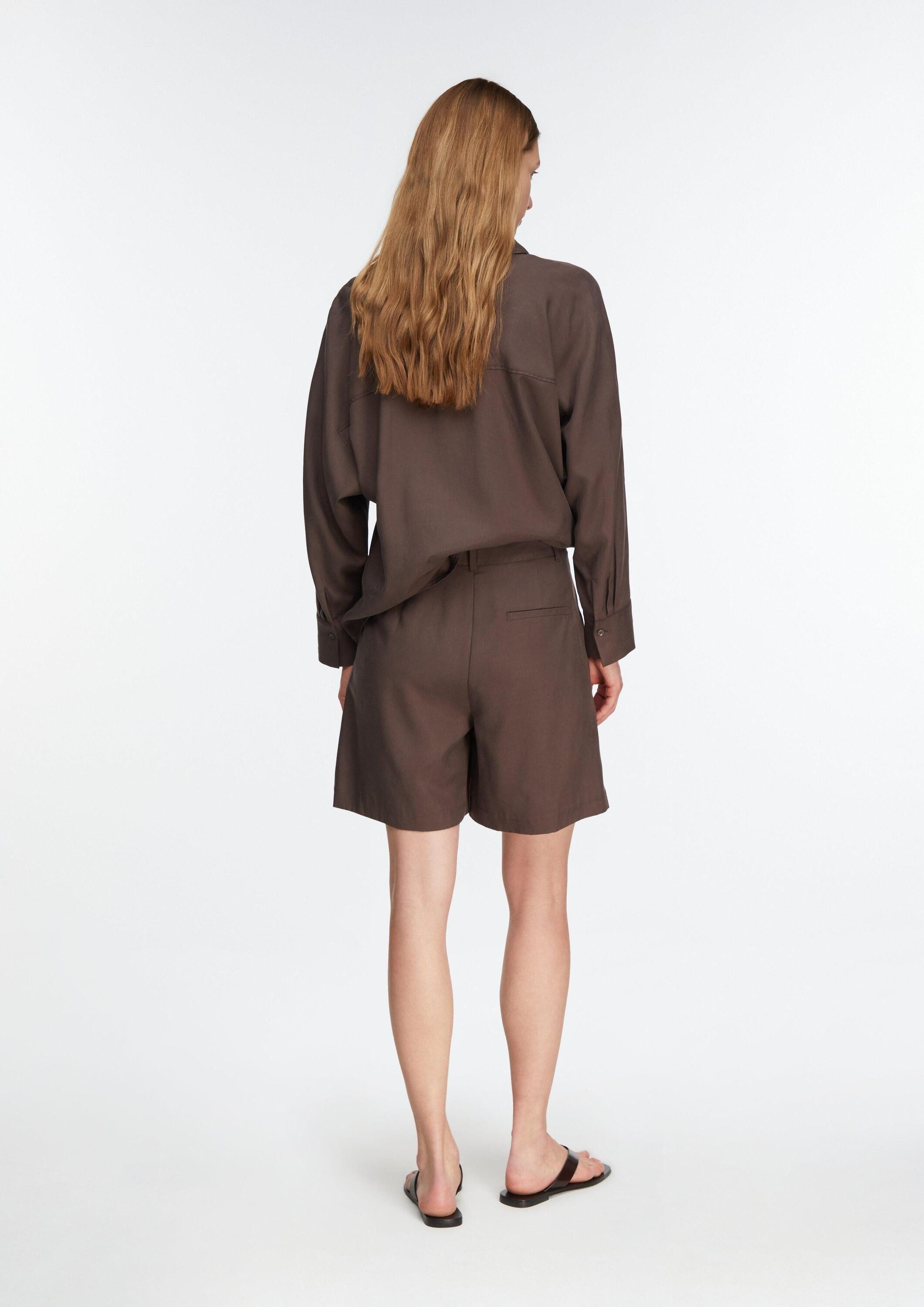 comma Shorts Hose Fließende Tailored-Shorts aus Lyocell-Leinen-Mix
