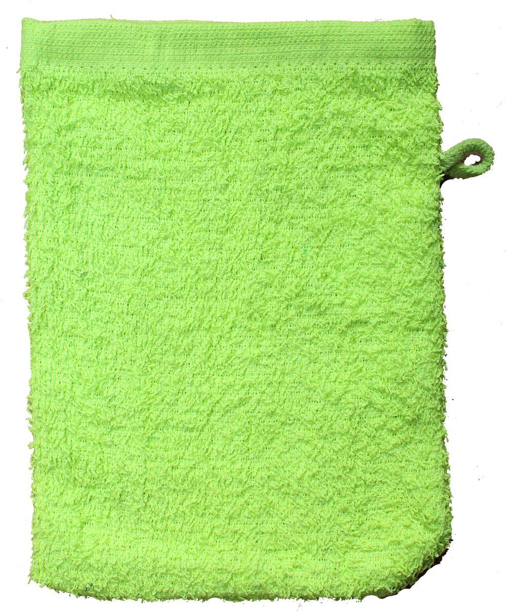 KH-Haushaltshandel Waschhandschuh Waschhandschuh Frottier, versch.Farben sortiert, 100%Baumwolle, (Sparset, 10-St), Aufhängekordel