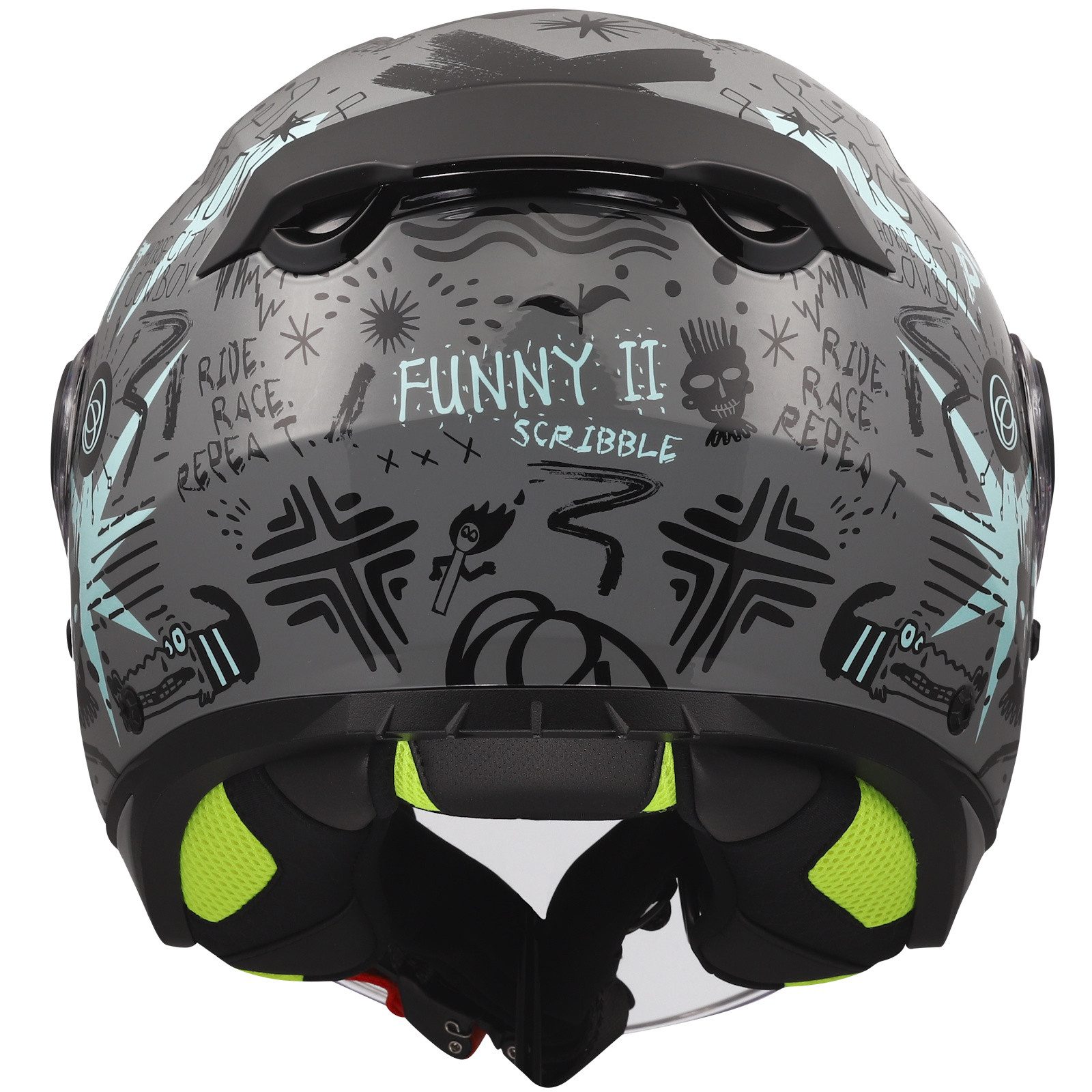 LS2 Motorradhelm LS2 OF622 Funny II Scribble Kinderhelm Grau / Blau M (1er Set), motorradhelm kinder