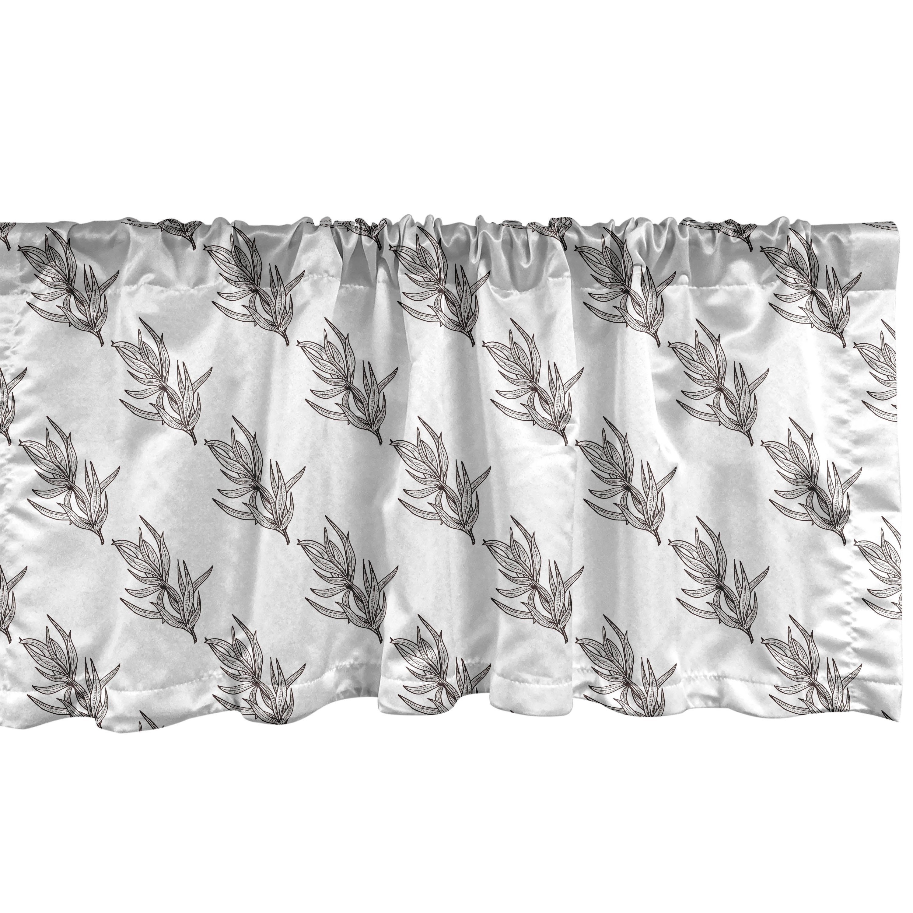 Scheibengardine Vorhang Volant für Küche Schlafzimmer Dekor mit Stangentasche, Abakuhaus, Microfaser, Pflanzen Stem Blätter und Tarragons
