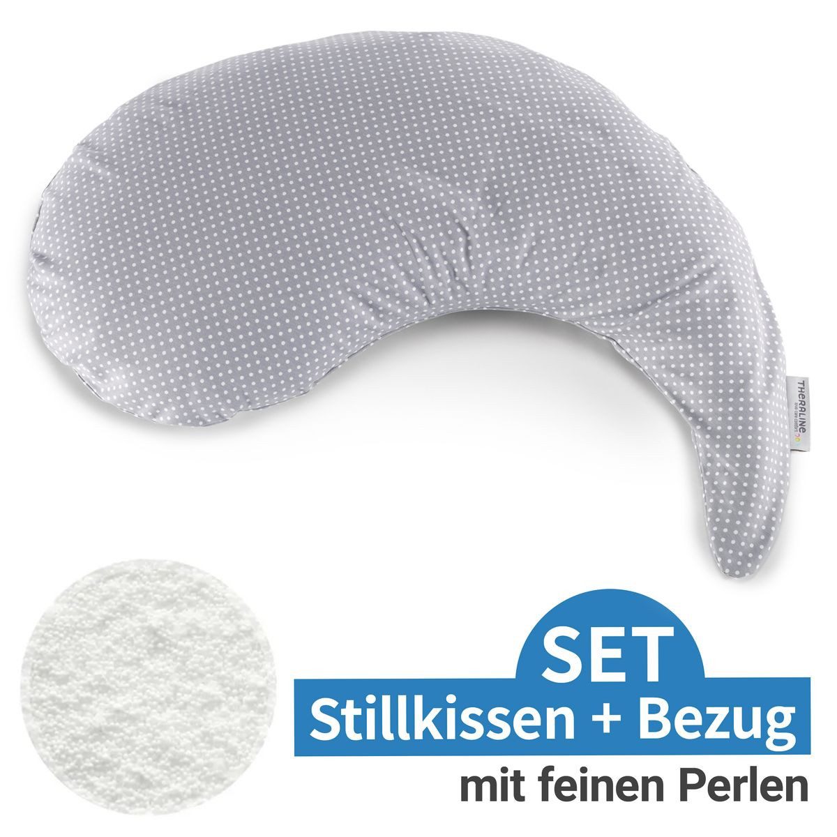 Theraline Подушки для кормления Das Yinnie - Punkte - Grau, 2-tlg., inkl. Bezug (Baumwolle) 135 cm, Füllung: Mikroperlen