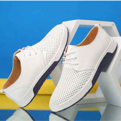UE Stock Herren Freizeitschuhe Lace-up Sneaker Business-Schuhe Gr. 48 Weiß Blau Sneaker Zeitlose Eleganz