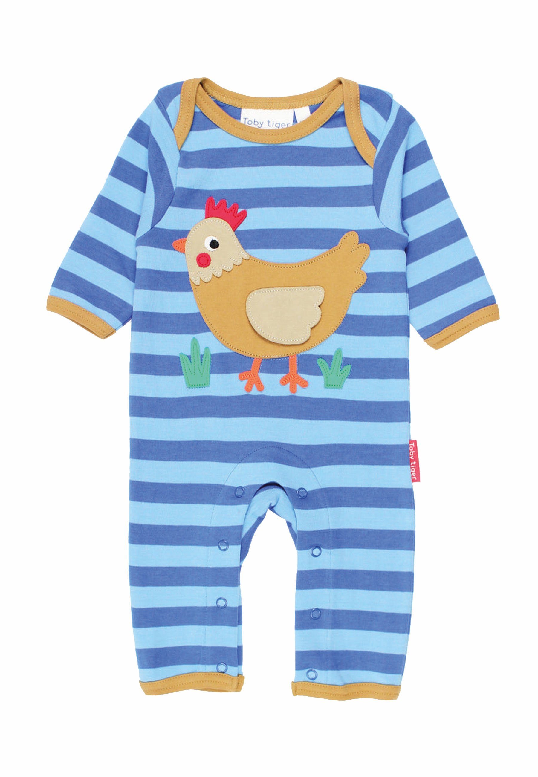 Toby Tiger Schlafanzug Schlafanzug mit Huhn Applikation