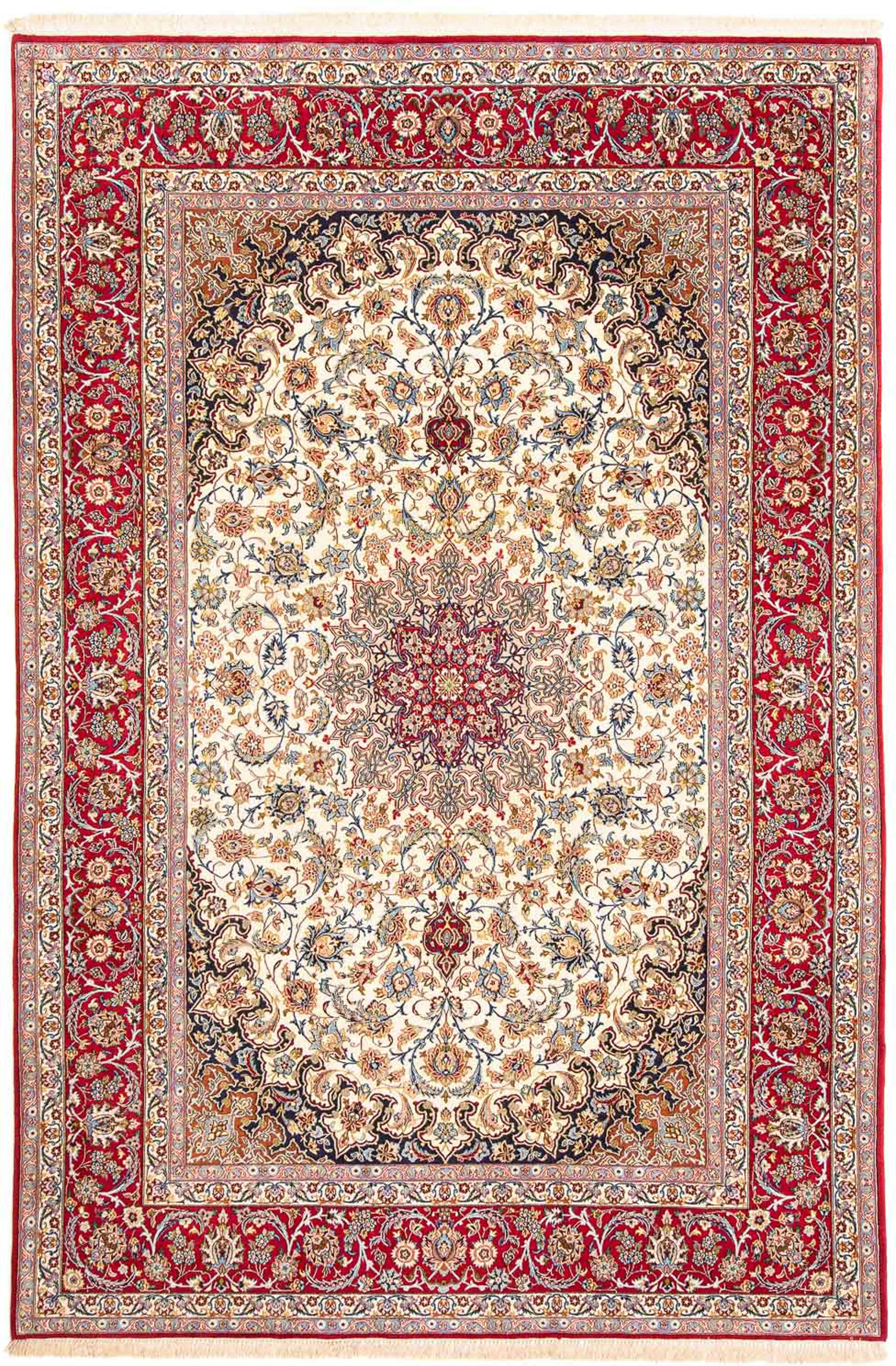 Orientteppich Perser - Isfahan - 308 rot, - Wohnzimmer, mm, Handgeknüpft, 205 Höhe: cm Einzelstück 6 mit - x morgenland, Premium Zertifikat rechteckig