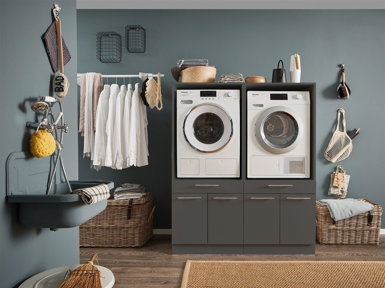 freiraum Waschmaschinenumbauschrank LAUNDREEZY in anthrazit - 135x162x67,5 (BxHxT)