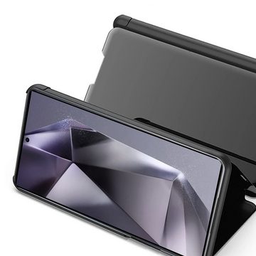 FITSU Handyhülle Spiegel Hülle für Samsung Galaxy S24 Ultra Handytasche 6,2 Zoll, Schlanke Klapphülle, elegantes Flipcase, Handyhülle mit Standfunktion