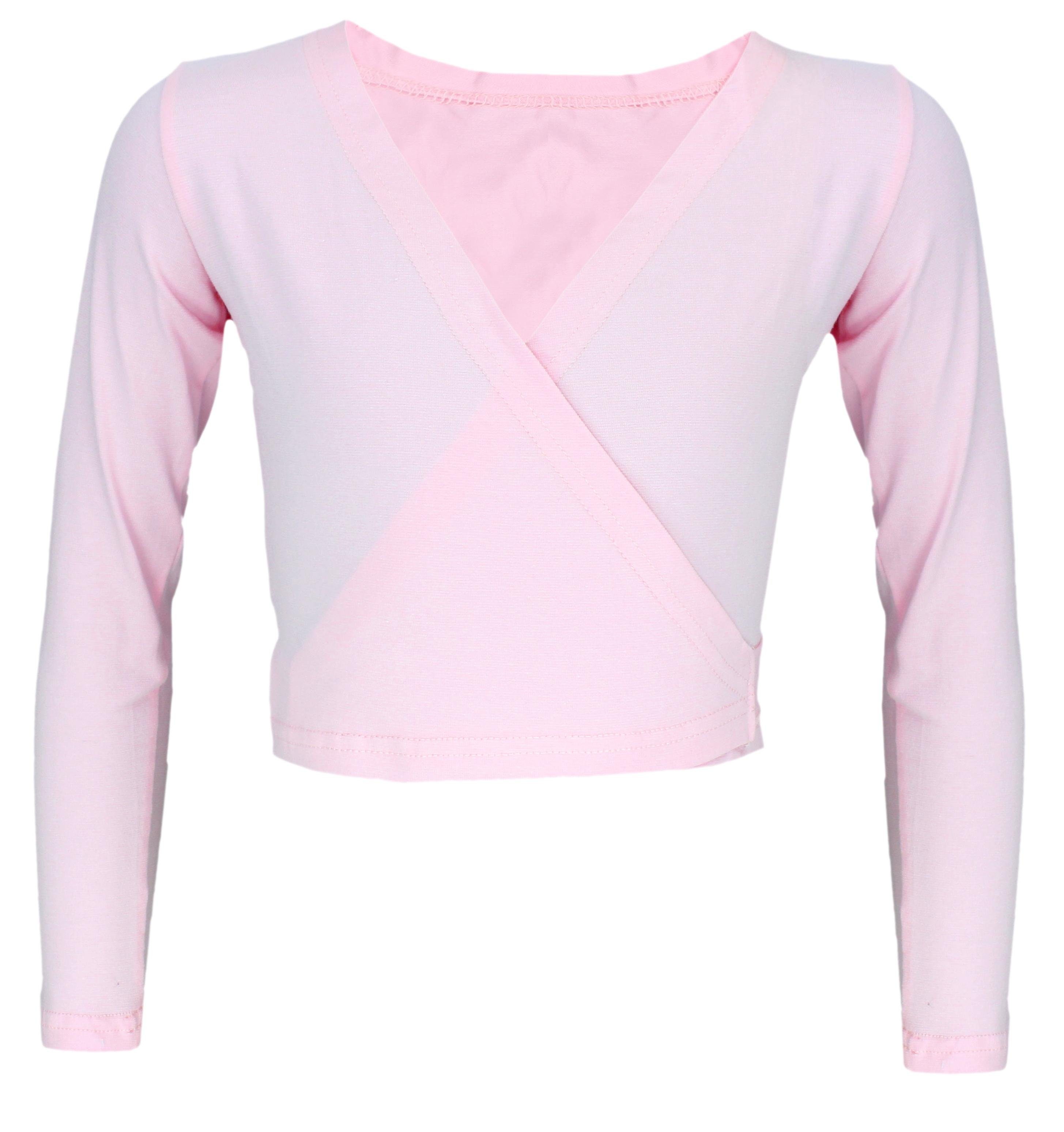 Aquarti Bolerojacke Aquarti Mädchen Ballett Bolero Wickeljacke Langarm Rosa