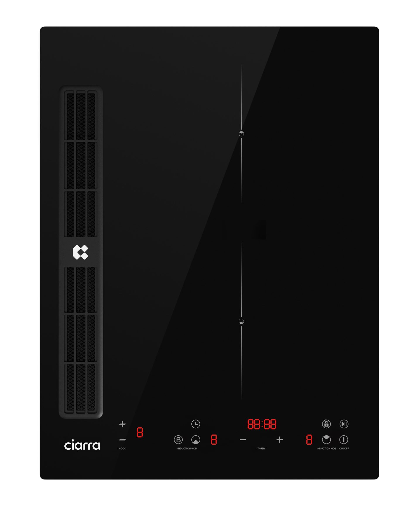 CIARRA Kochfeld mit Dunstabzug CIARRA ONE CBBEH392B, 39 cm Boost Touch-Control mit 2 Platten Timer Stop & Go Funktion