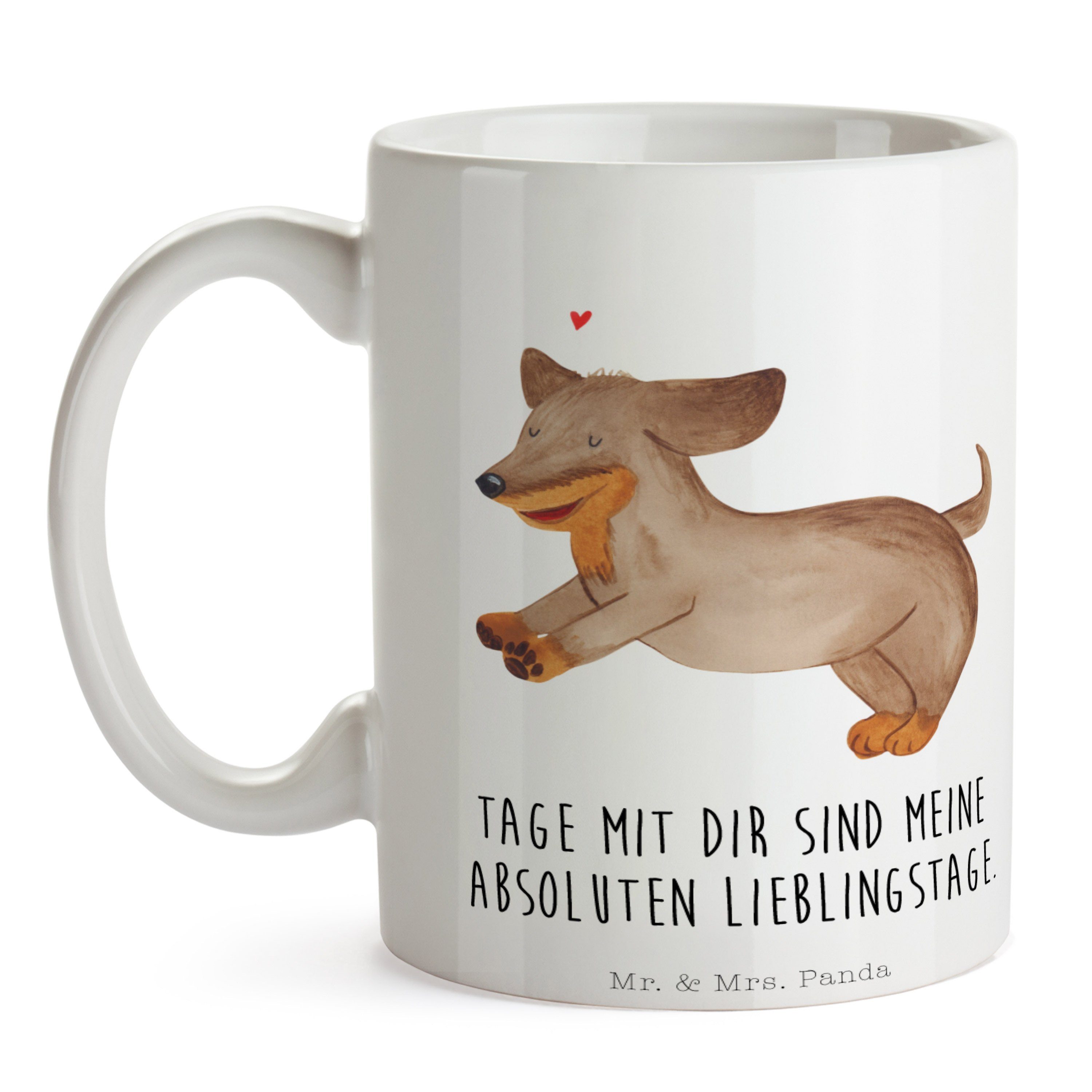 & fröhlich Weiß Tasse - - Geschenk, Hundebesitzer, Tierliebhaber, Panda Mr. Hund Dackel Mrs. Keramik