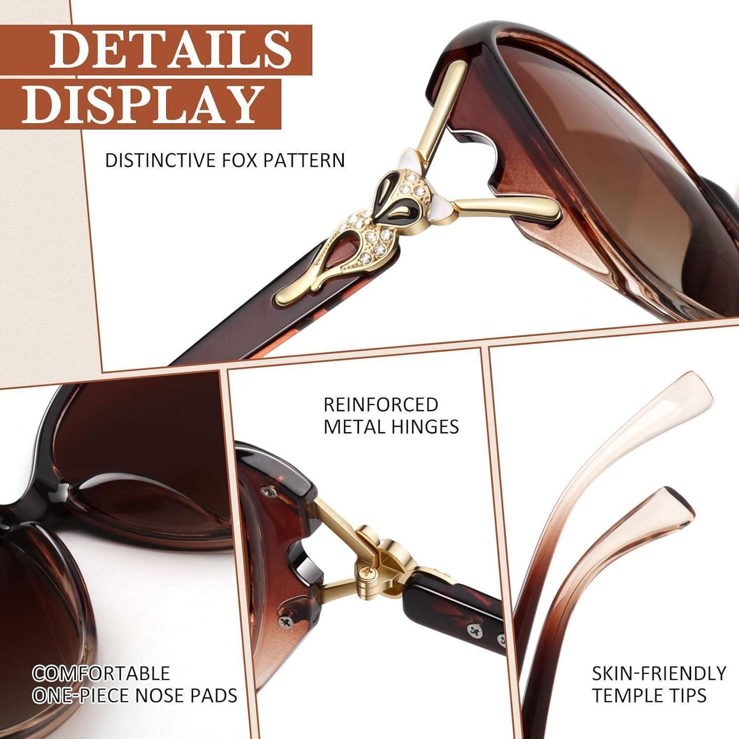LuxusKollektion Retrosonnenbrille Sonnenbrille Damen Polarisiert Brauner Rahmen Farbverlauf Braun Linse