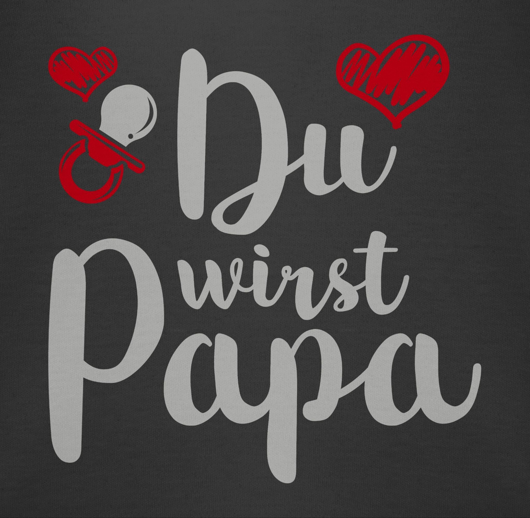 Vatertag Shirtbody Papa wirst grau Baby Schwarz Du 2 - Geschenk Shirtracer