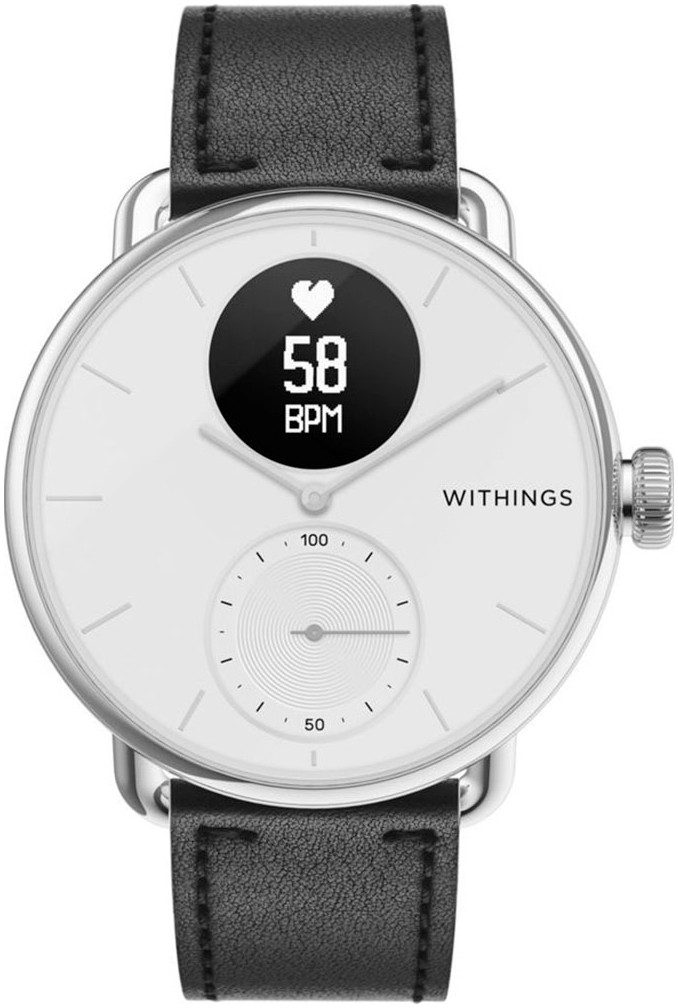 Withings Smartwatch-Armband Leather Wristband 18mm für ScanWatch Light, ScanWatch2 38mm, Steel HR 36mm, Move, Move ECG, Steel - Material: Kalbsleder, Edelstahl