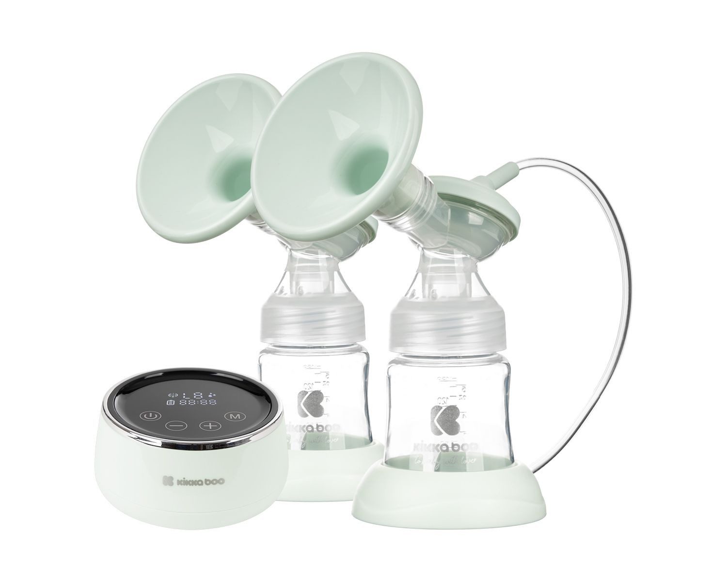 Kikkaboo Elektrische Doppelmilchpumpe Doppelmilchpumpe elektr. Nessa, 150 ml Flasche, Touchscreen Display