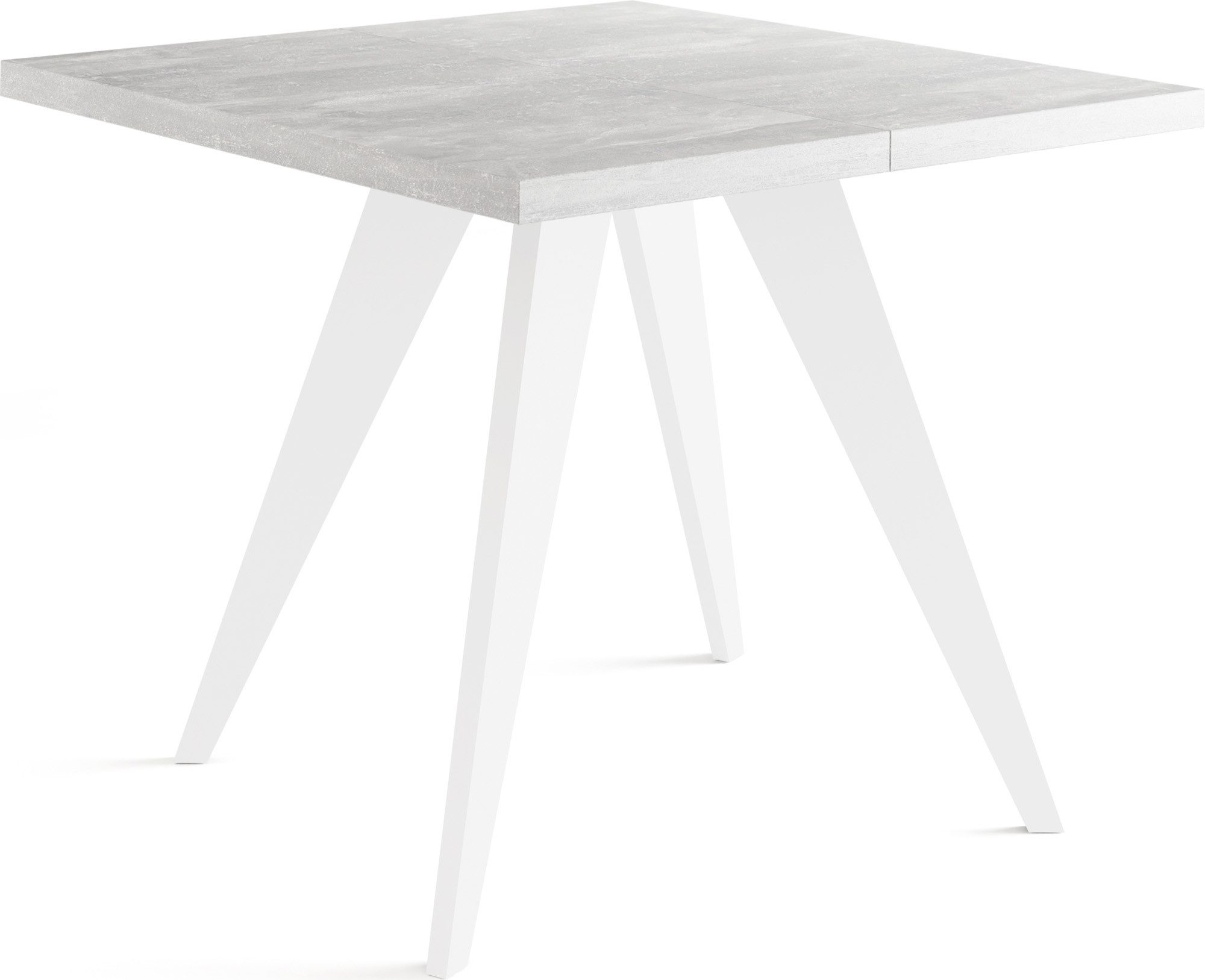 WFL GROUP Esstisch Quadro ausziehbar quadratisch loft mit weißen Holzbeinen (MADE IN EU, erhältlich in zwei Größen – 100/100 cm, ausziehbar auf 150/200 cm), platzsparender Tisch für kleine Küche, Esszimmer oder Wohnzimmer