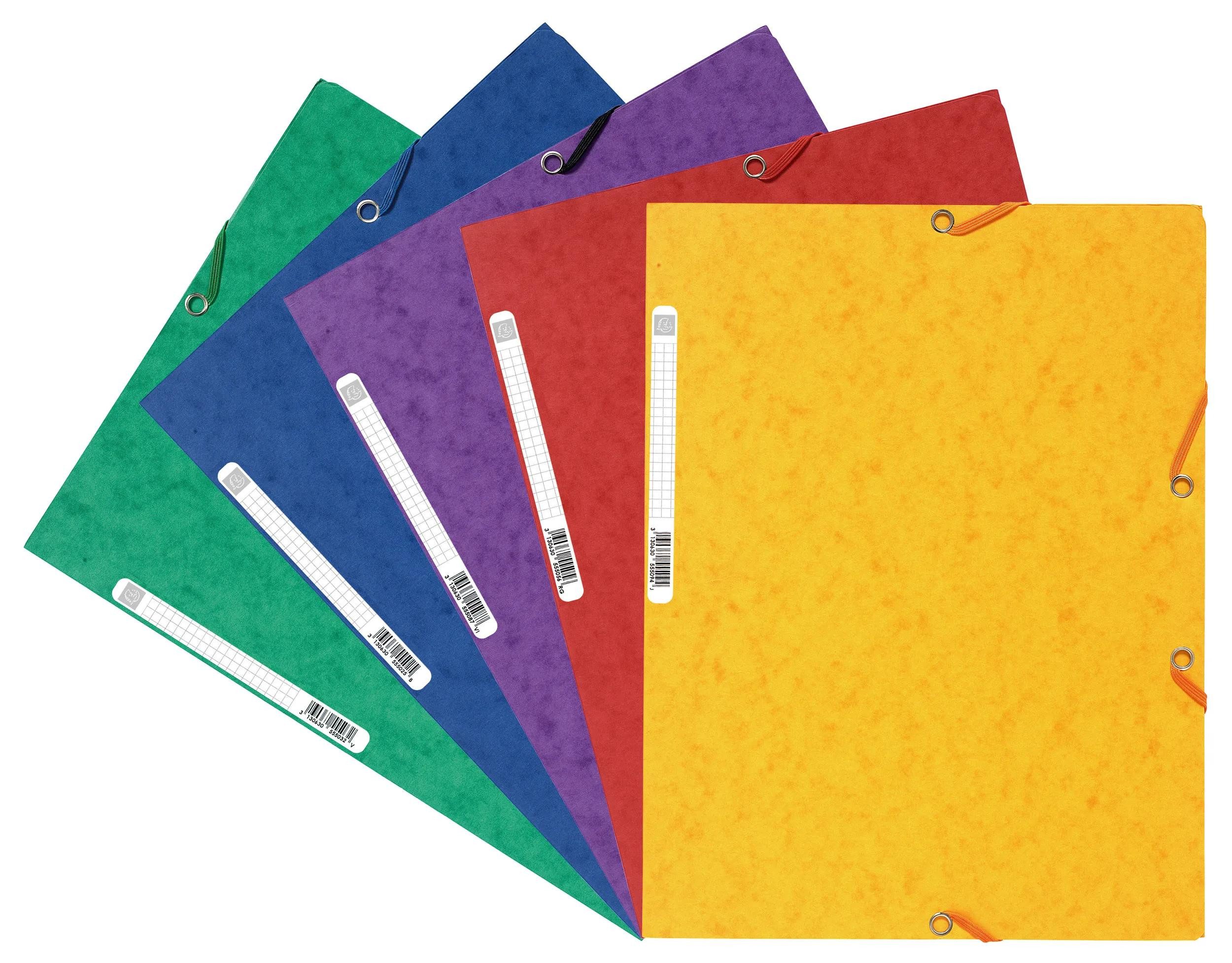 Organisationsmappe 50x Sammelmappe +3 Klappen Gummizug Karton A4 sortiert 55515E