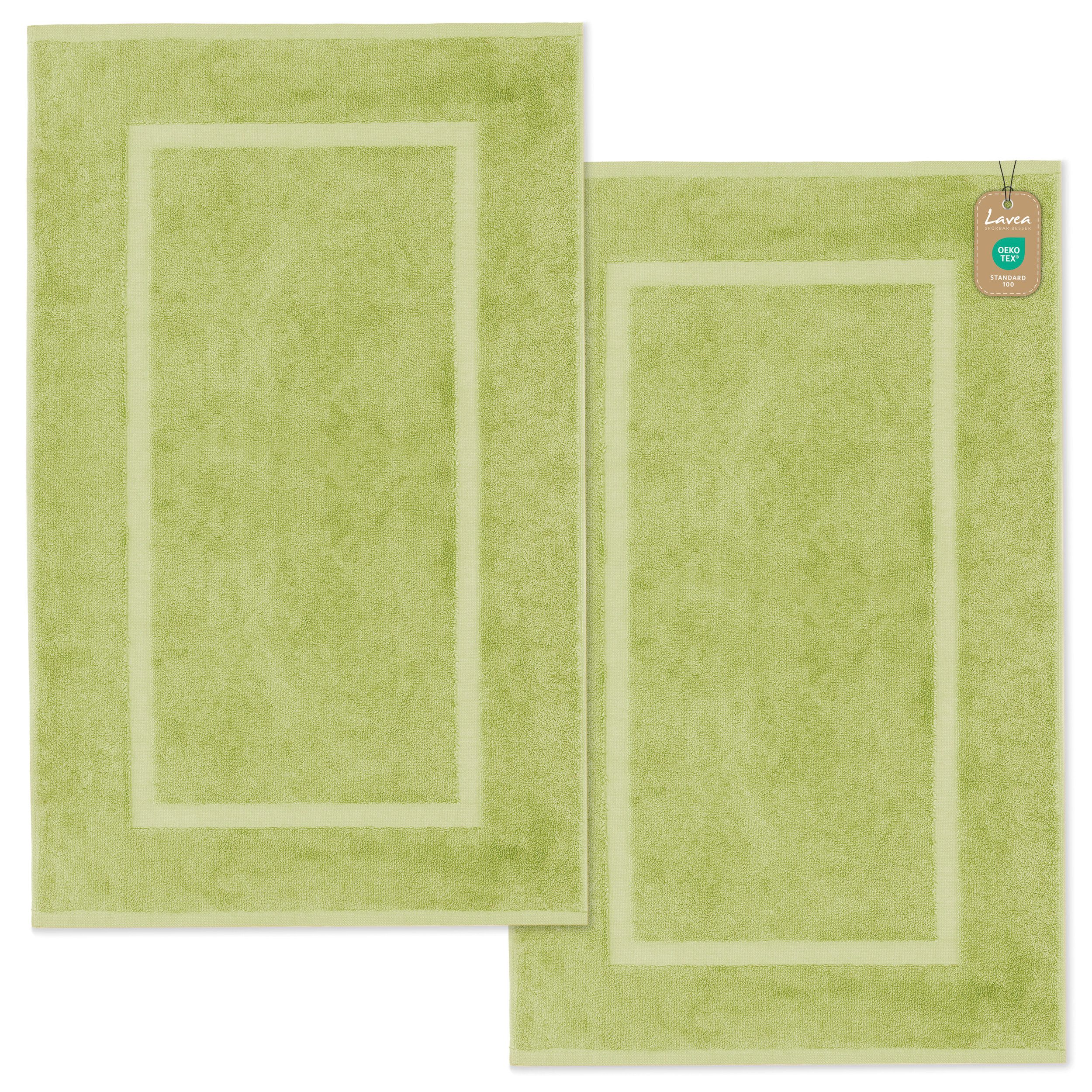 Lavea Badematte 2er Set Badeteppiche Elena Frottee 50x80 cm Badvorleger, 100% Baumwolle, 500 g/m² Frottier, weich & saugstark, pflegeleicht
