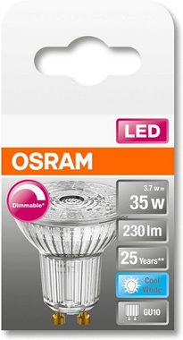 Osram LED-Leuchtmittel SUPERSTAR PAR16, GU10, 4 St., Kaltweiß, Dimmbar, Energiesparend