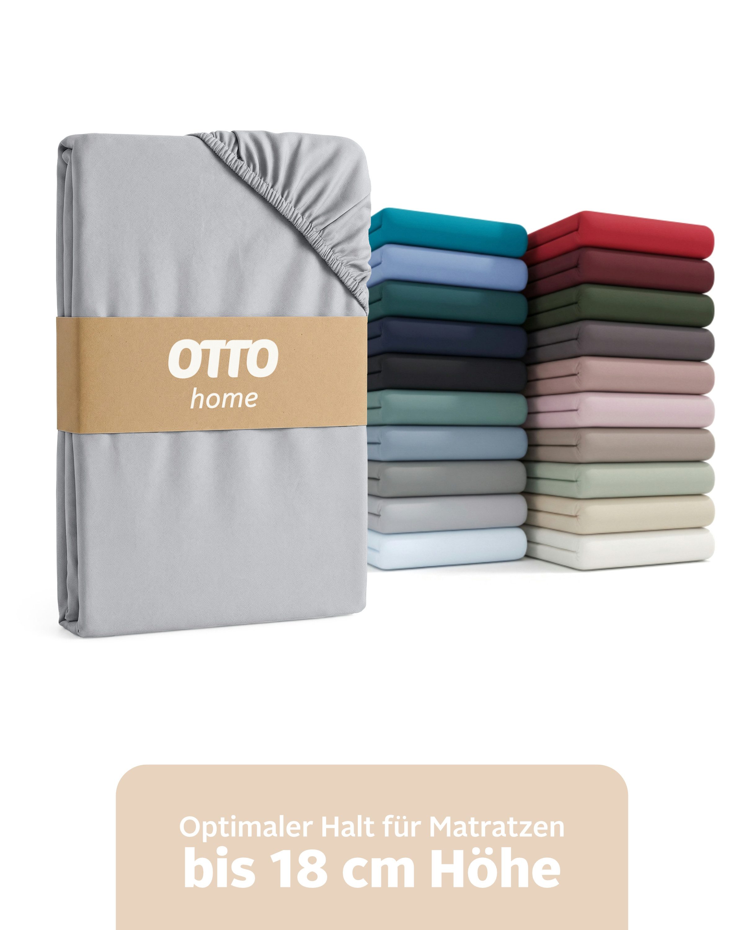 OTTO home Spannbettlaken Physalis Basic und PREMIUM Qualität, 100% Baumwolle, Jersey und Biber, Jersey (160 g/m), Gummizug: rundum, (1 Stück), Bettlaken für Matratzen bis 18 cm Höhe, Spannbetttuch, Laken