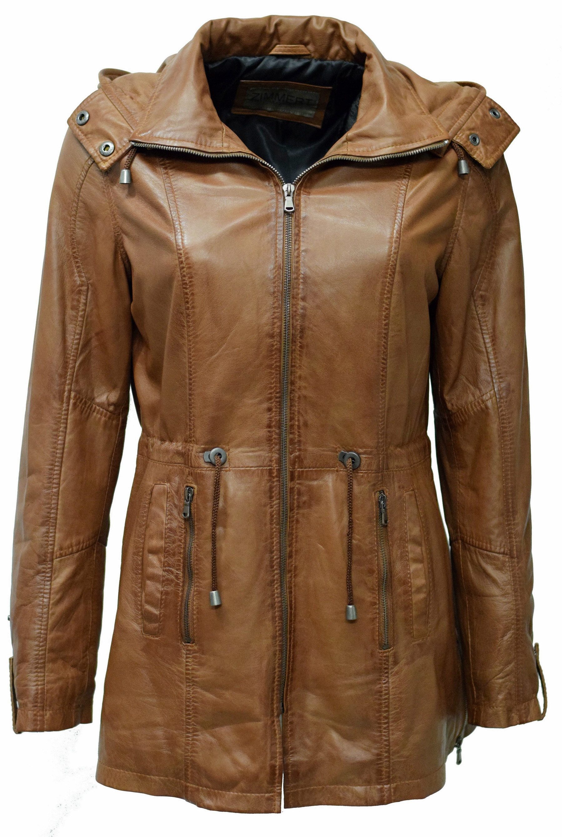 Zimmert Leather Lederjacke Helene Lederparka mit Kapuze, weich, washed Lede günstig online kaufen
