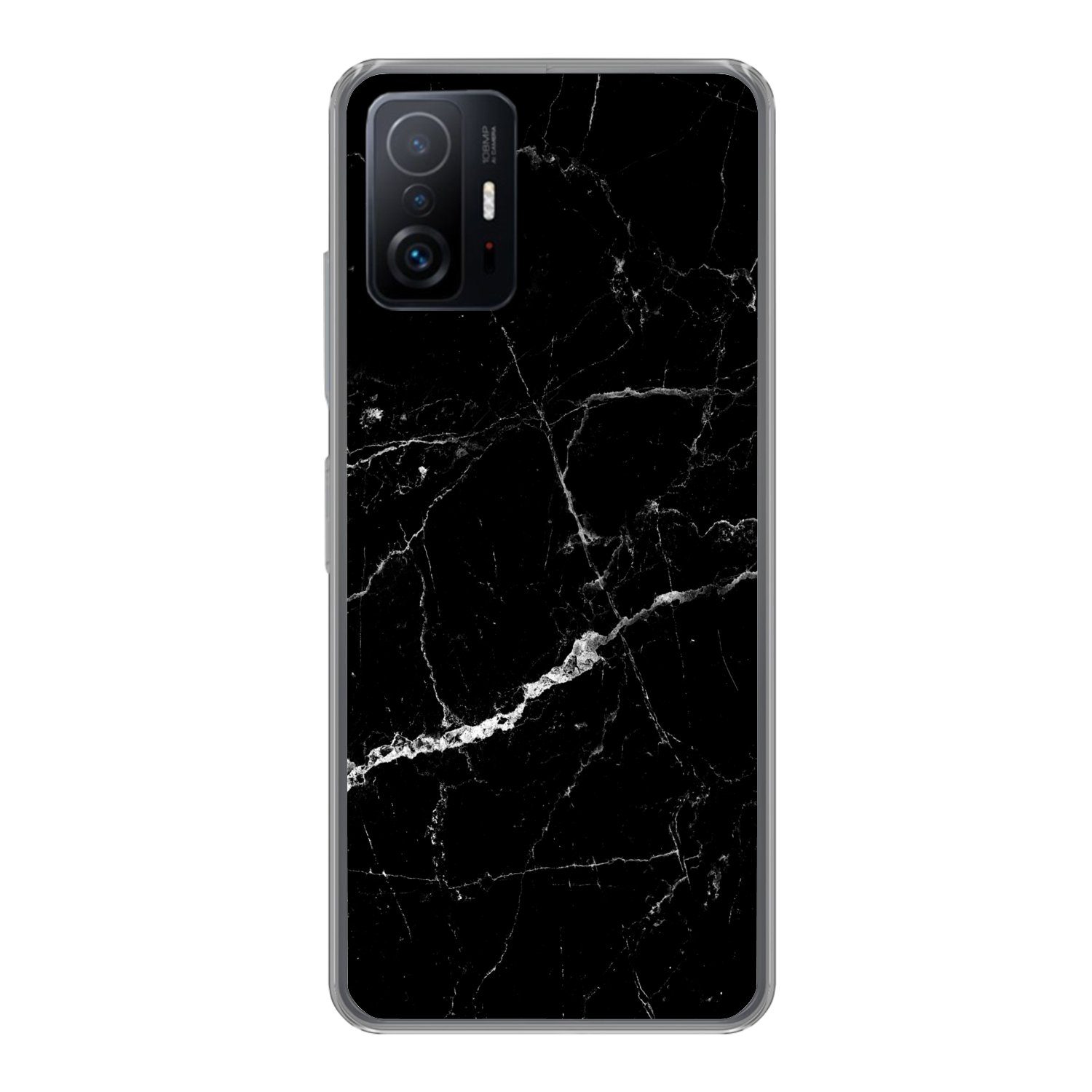 MuchoWow Handyhülle für Xiaomi 11 Lite 5G NE Marmoroptik - Schwarz - Luxus, Phone Case, Silikon, Schutzhülle Dünn