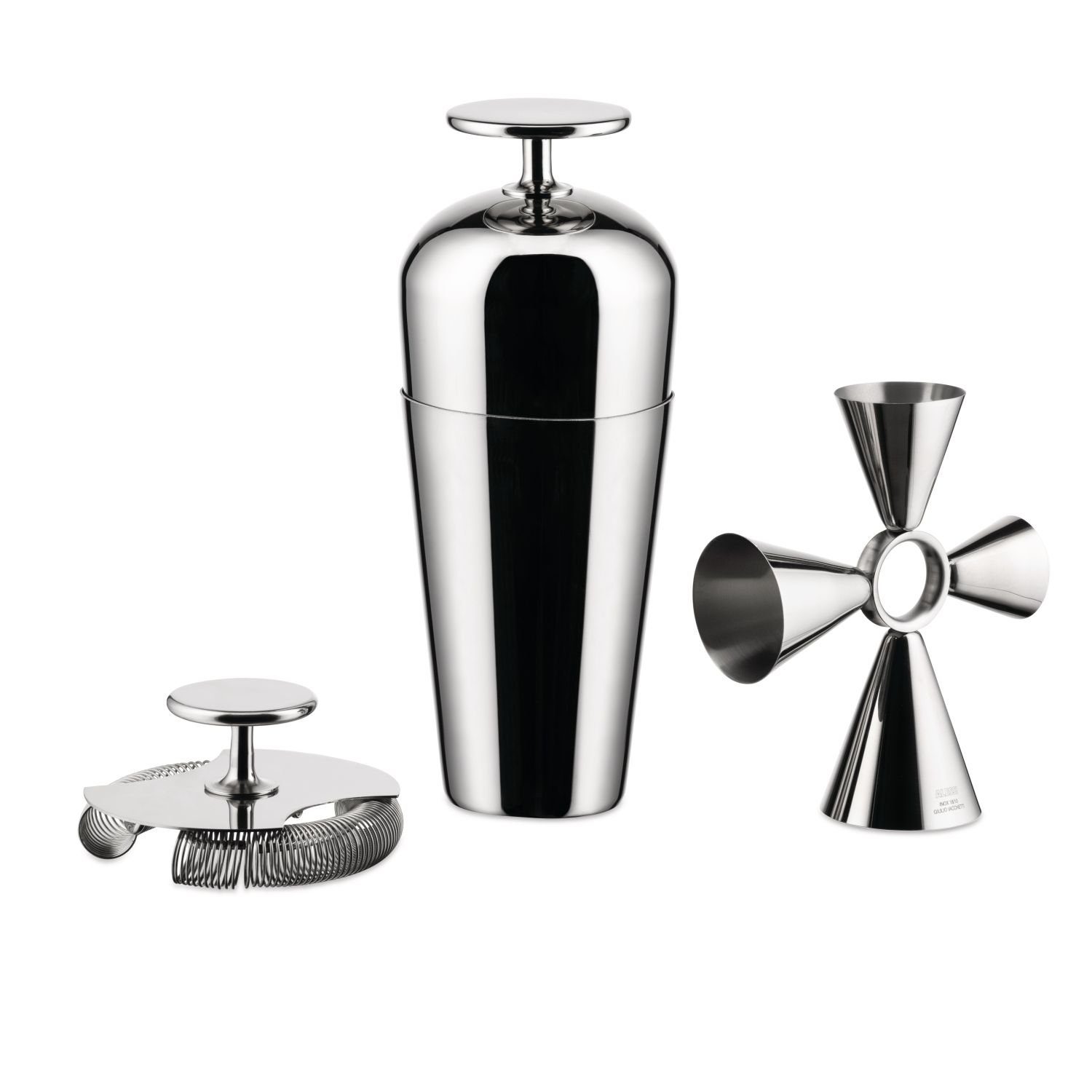Alessi Cocktail Shaker The Tending Box Set 3-teilig, Edelstahl, (dreiteiliges Bar-Set, 3-tlg)