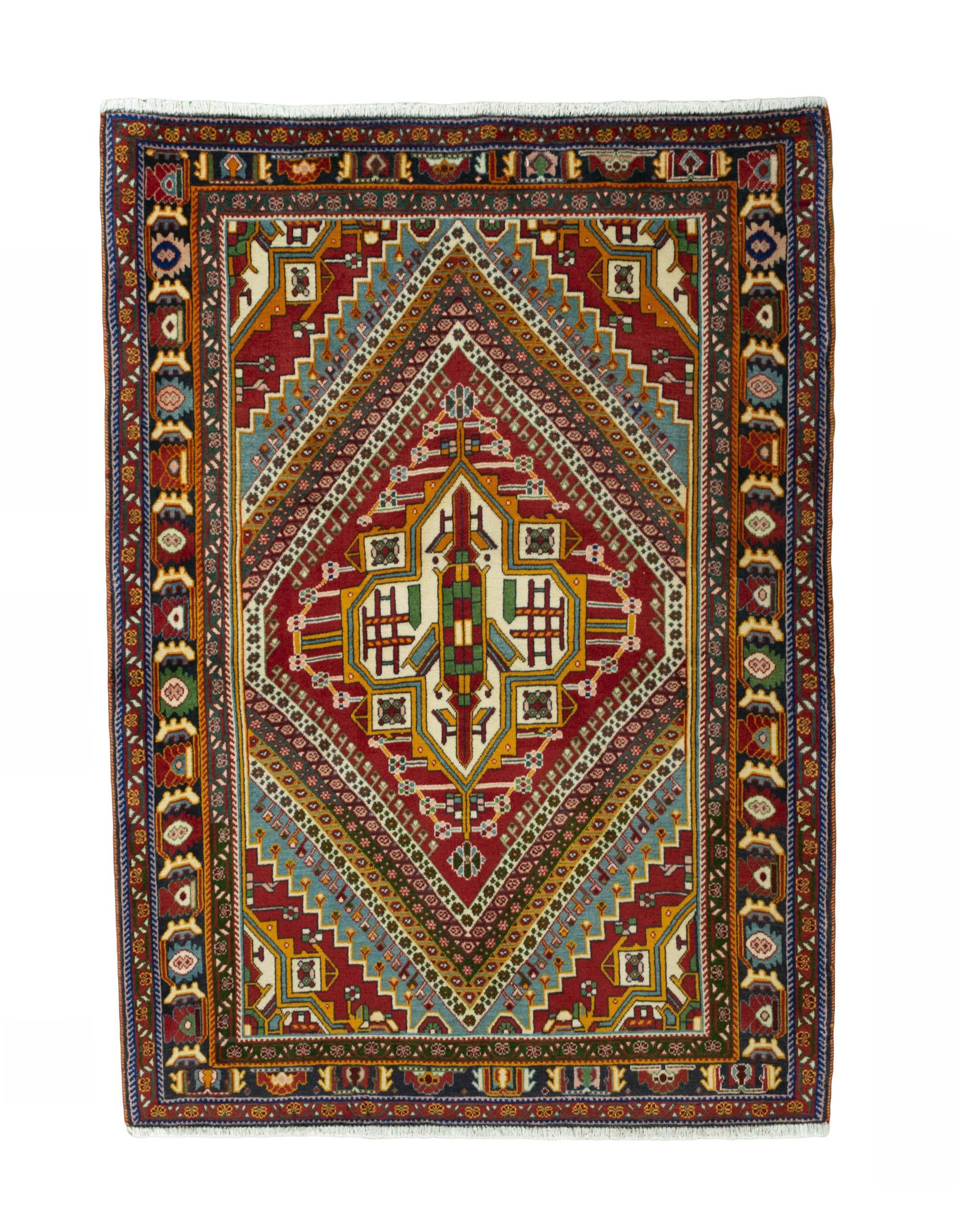 CABBEL Orientteppich 151x109 cm Perser Shiraz Rot Schurwolle Handgeknüpft Nomaden Unikat, rechteckig, Höhe: 8 mm, 100% Schurwolle – weich, pflegeleicht, solide Knüpfdichte