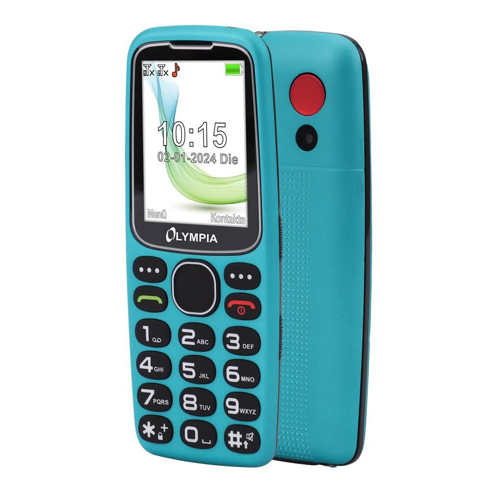 OLYMPIA OFFICE Star Seniorenhandy (Großtasten Handy, Mobiltelefon, Bluetooth, Dual-SIM, türkis)