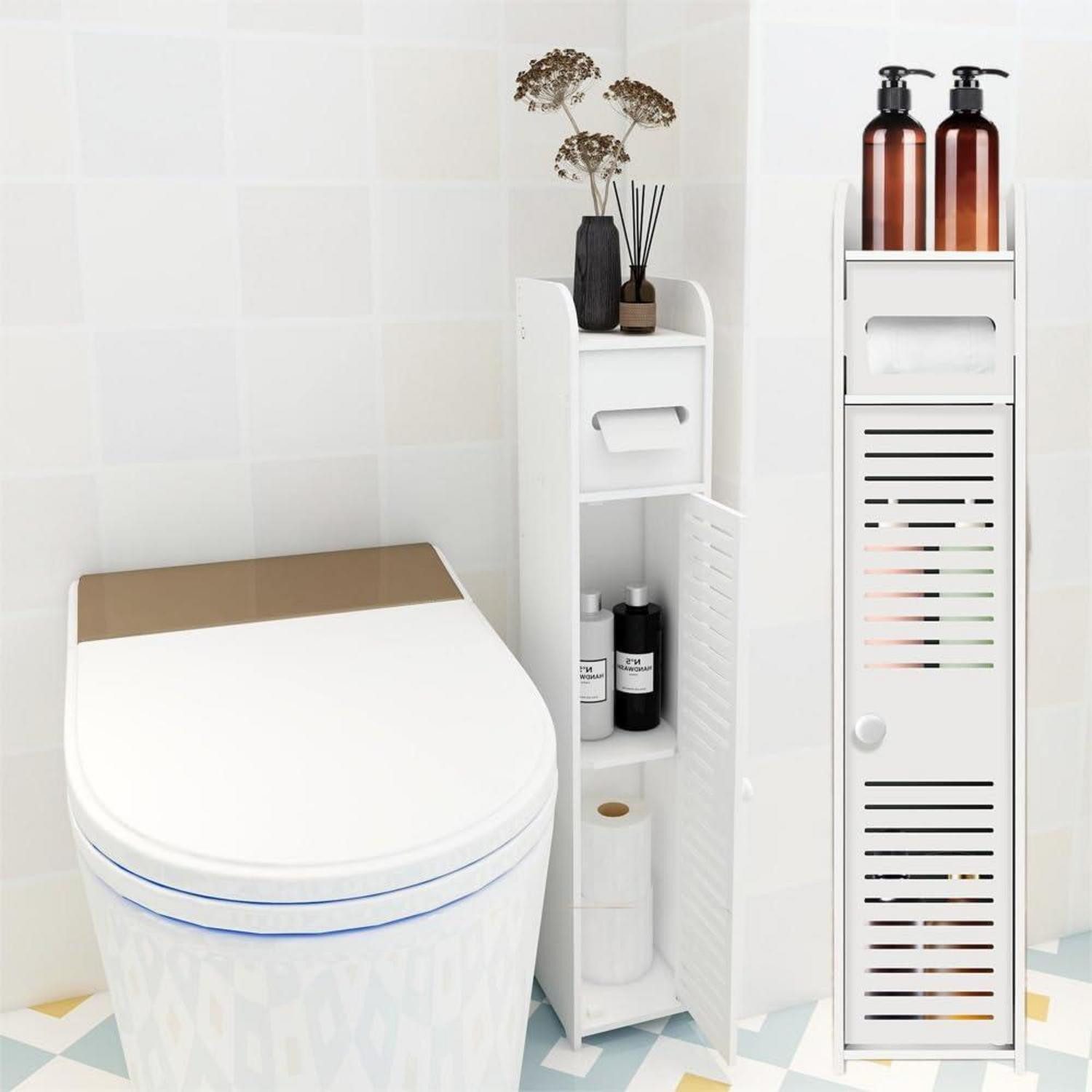 LuxusKollektion Mehrzweckschrank Freistehender Badezimmerschrank weiß (1-St)