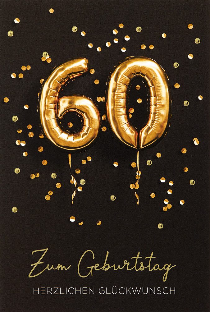 BSB Grußkarten 60. Geburtstag - Glückwunschkarte im Format 11,5 x 17 cm mit