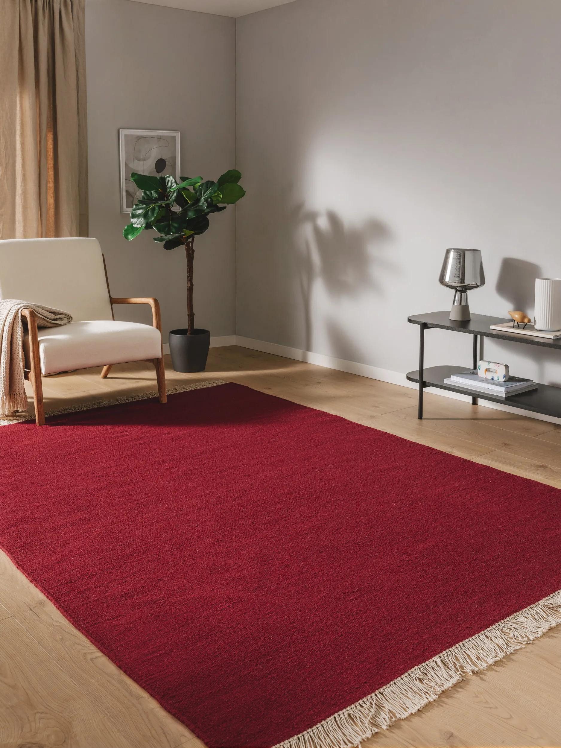 benuta Wollteppich Liv, rechteckig, Höhe: 5 mm, Teppich Wohnzimmer, Schlafzimmer, Esszimmer, Flur, Kunstfaser, Cozy