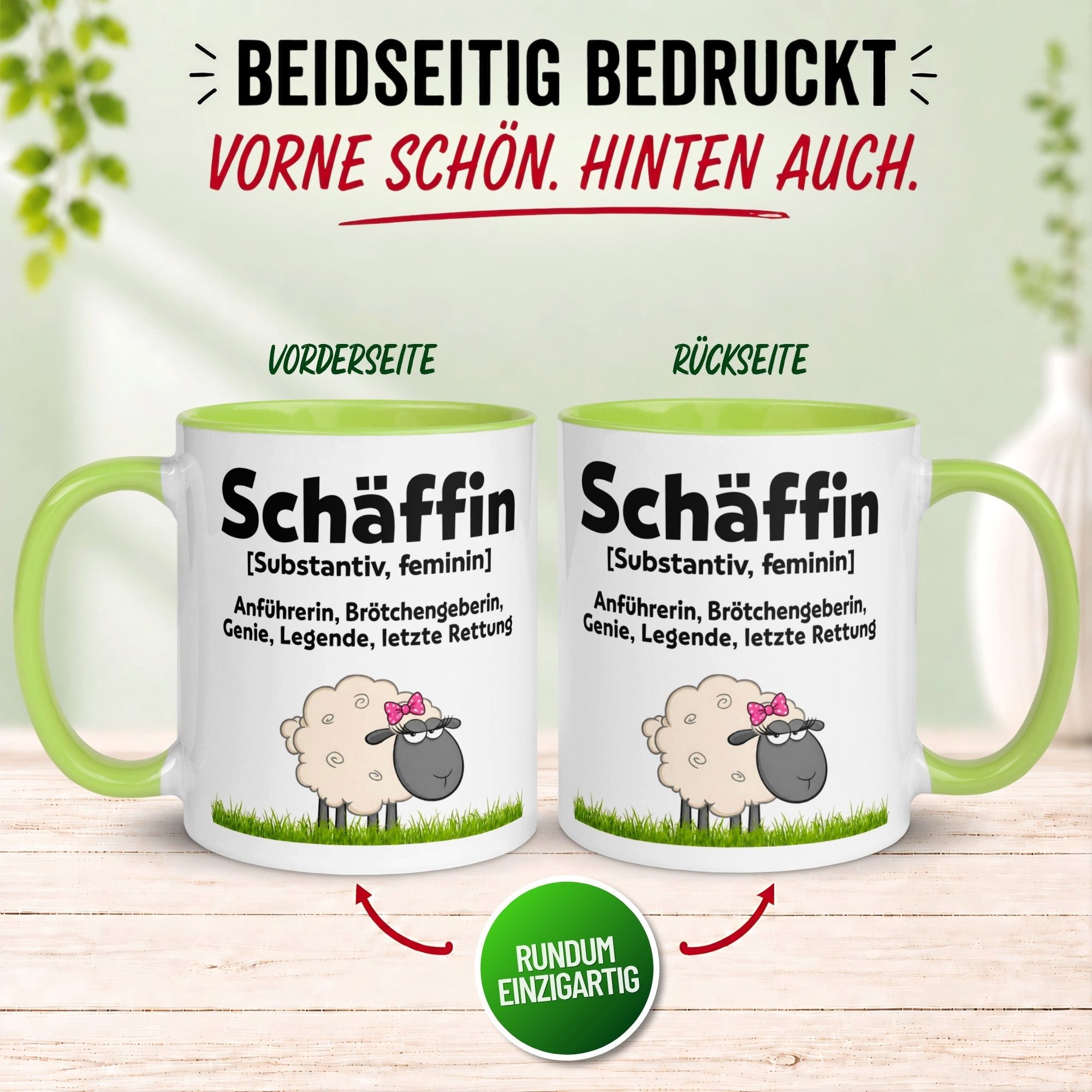 Momentals Tasse Beste Chefin Geschenk – „Schäffin - Substantiv Feminin“, Gratis Versand · Links-&Rechtshänder · Spülmaschinenfest – Bild 4 von 5