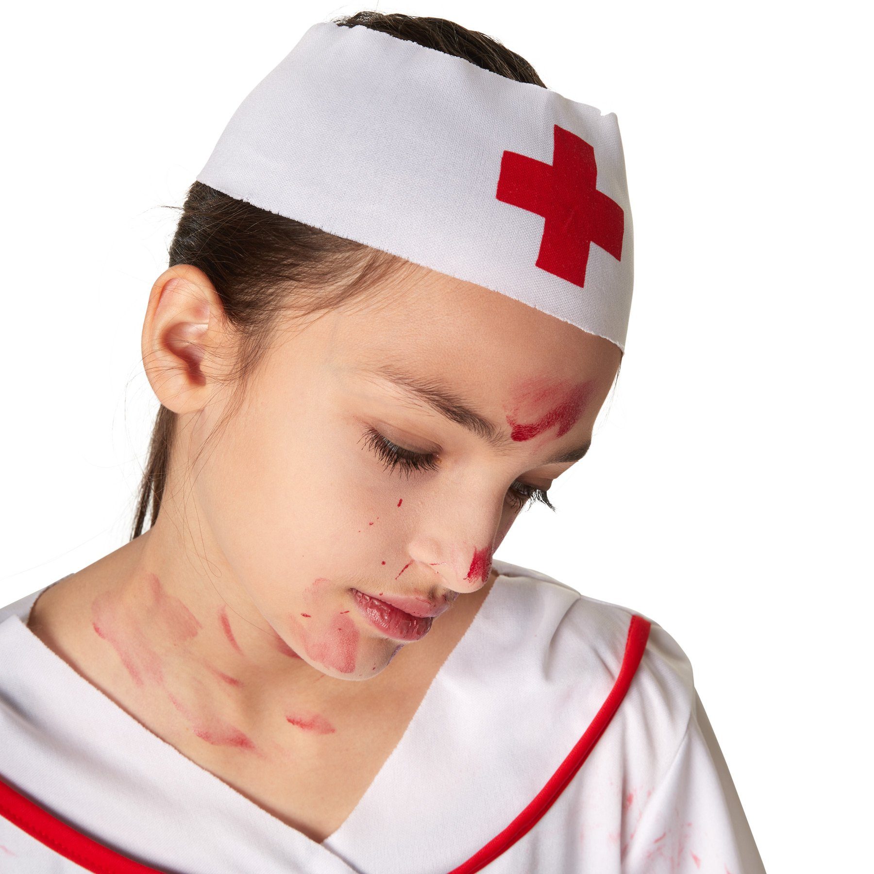 dressforfun Kostüm Mädchenkostüm Gruselige Zombie Krankenschwester, Kurzkleid in Weiß mit Blutflecken