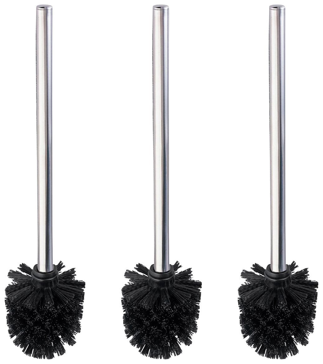 WENKO WC-Reinigungsbürste, (Set, 3-tlg), schwarz, mit Edelstahl Griff