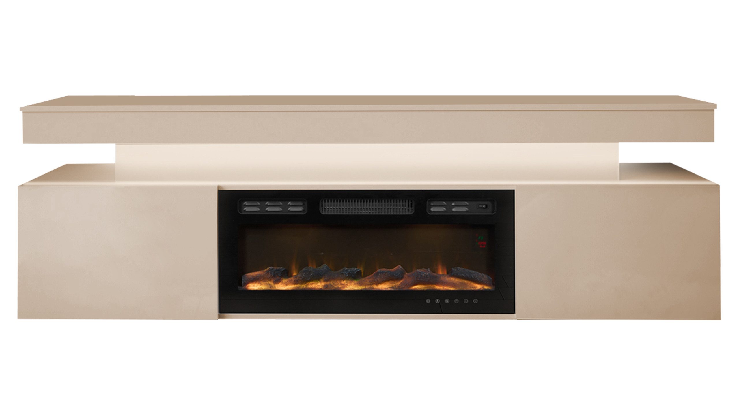 MIRJAN24 TV-Schrank EF 2D Glossa Bis mit Kamin (mit zwei Drehtüren) Realistische LED-Flamme